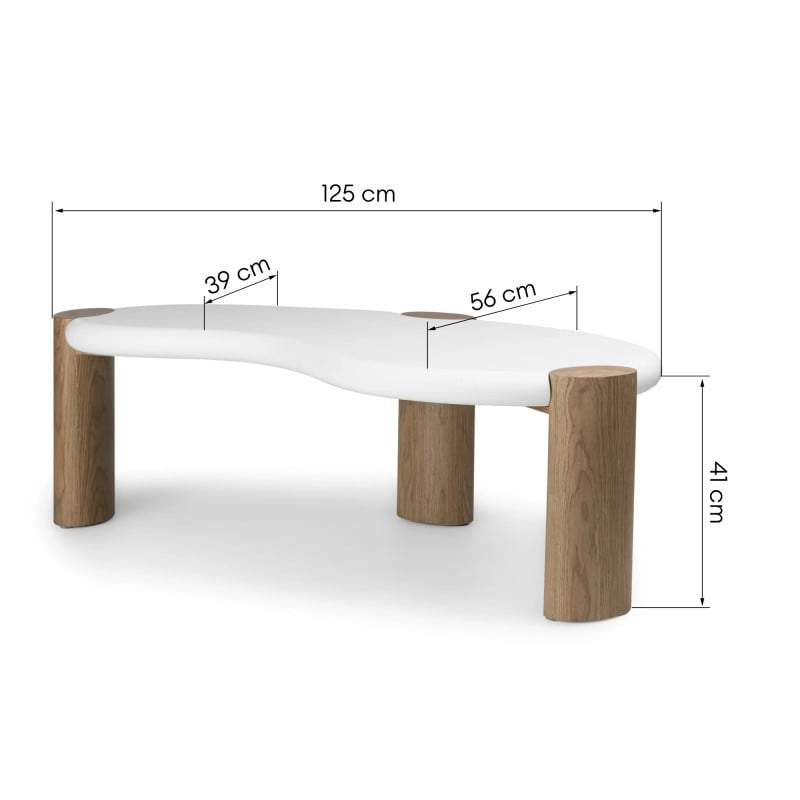Stolik kawowy Floe 125 cm, biały/orzech