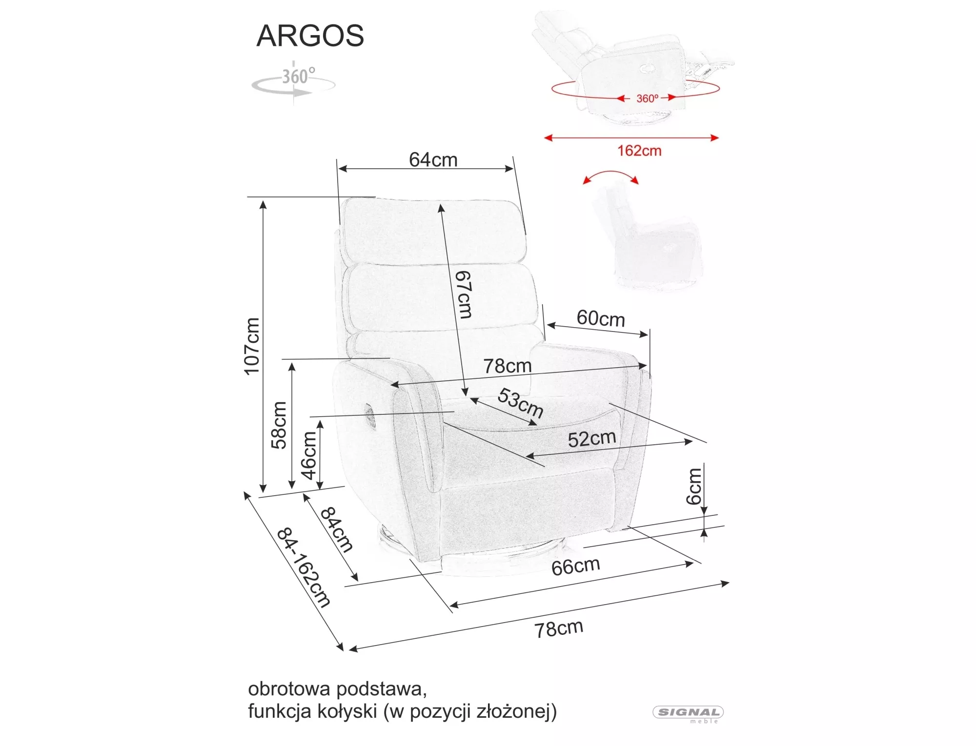 Fotel rozkładany Argos Raven