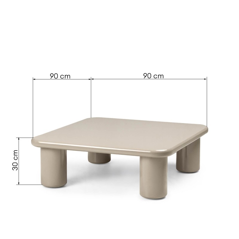 Stolik kawowy Cherry 90 cm, ciemnobeżowy, glossy
