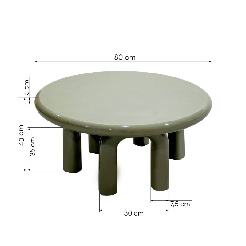 Stolik kawowy Flambe 80 cm, zielony/szary, glossy