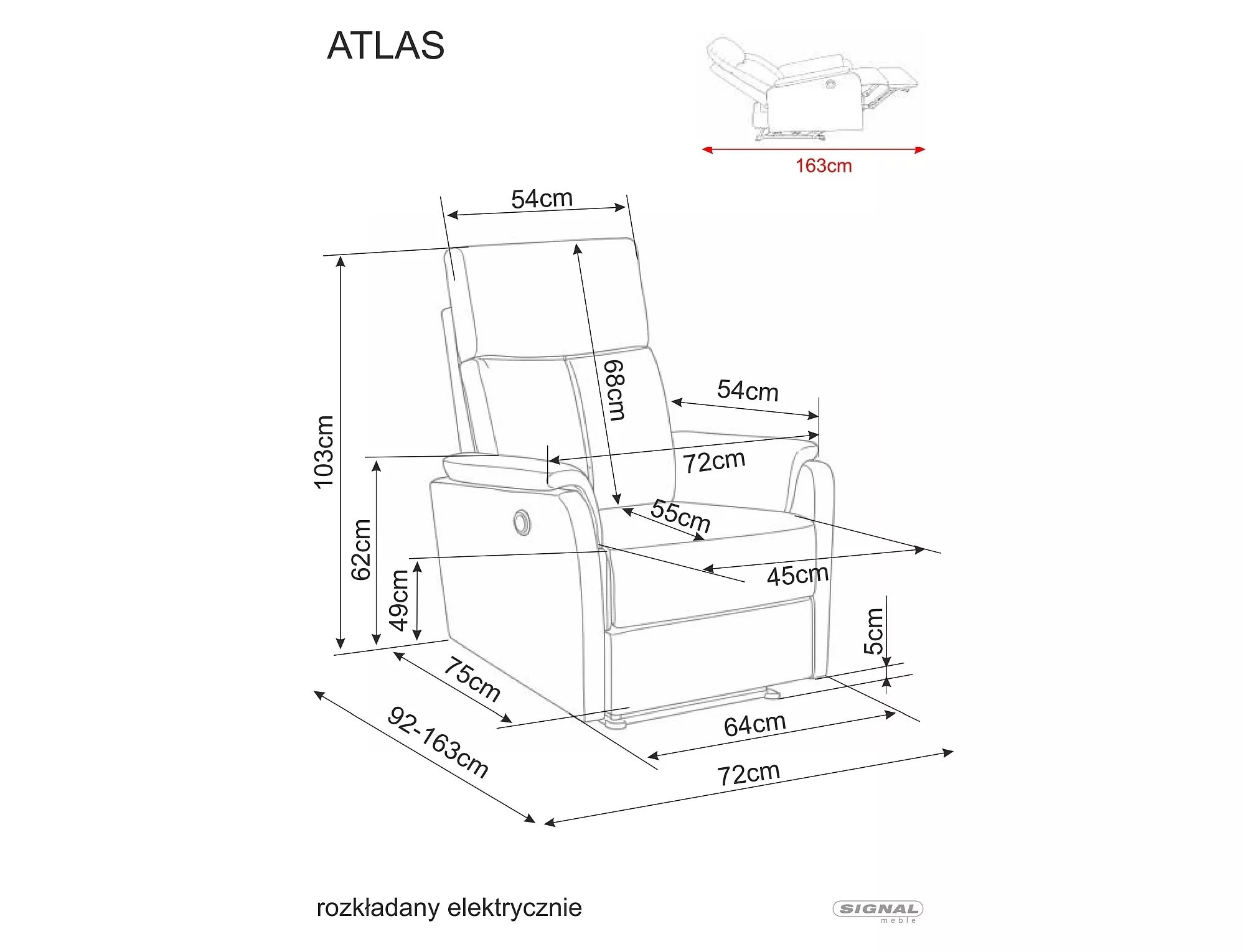 Fotel rozkładany Atlas Raven