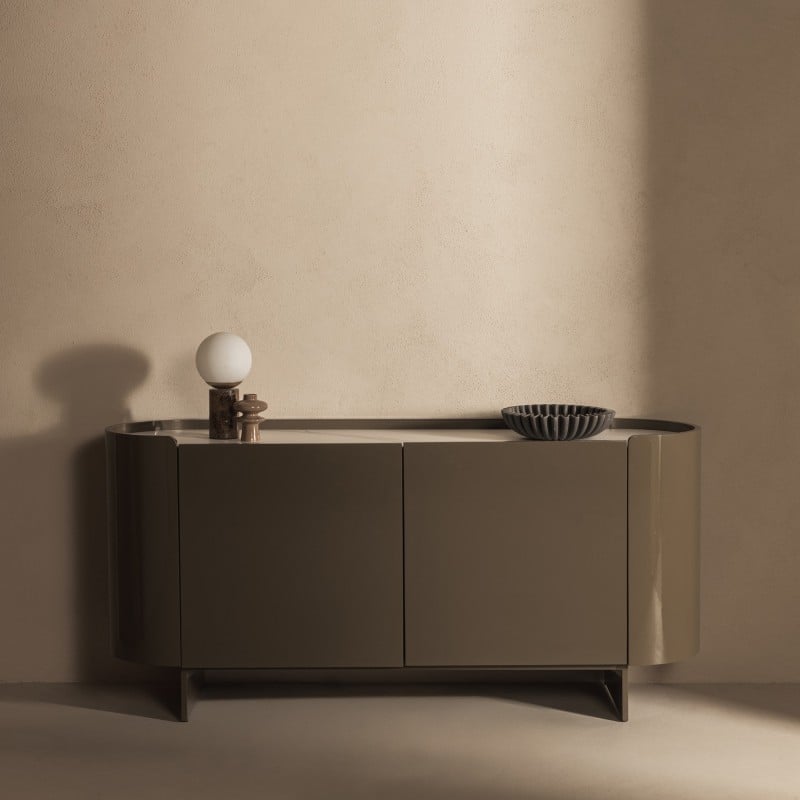Komoda owalna Nari, zielona/szara, spiek, glossy