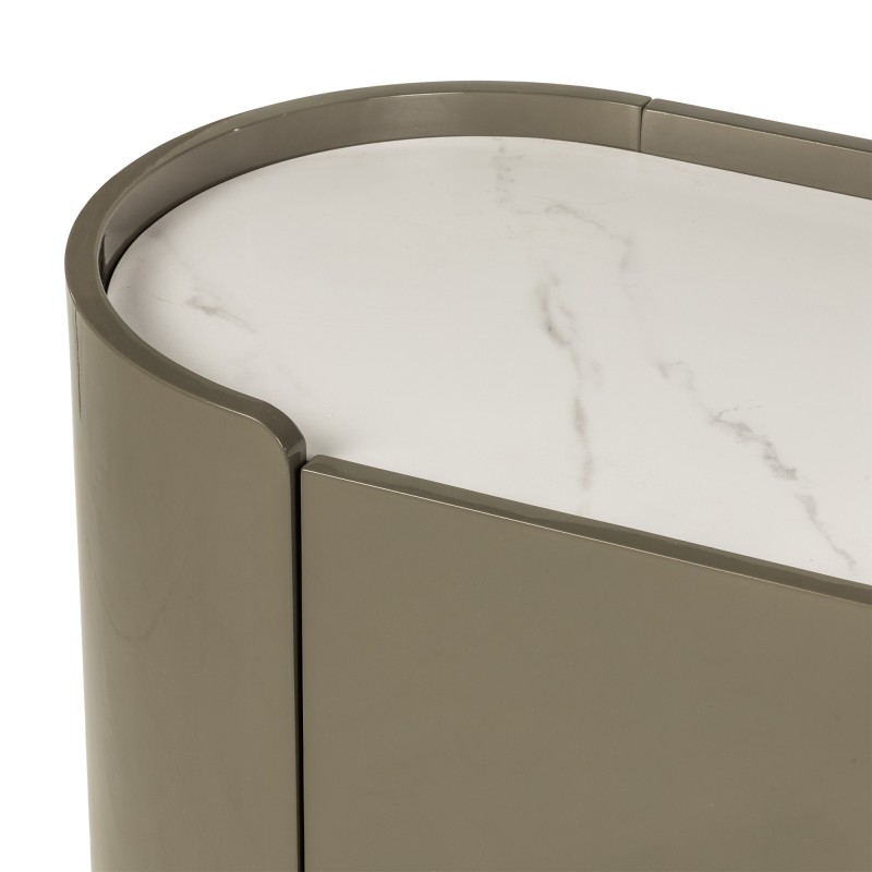 Komoda owalna Nari, zielona/szara, spiek, glossy