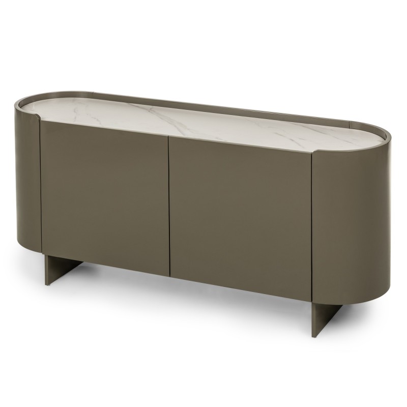 Komoda owalna Nari, zielona/szara, spiek, glossy
