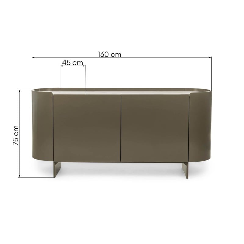 Komoda owalna Nari, zielona/szara, spiek, glossy