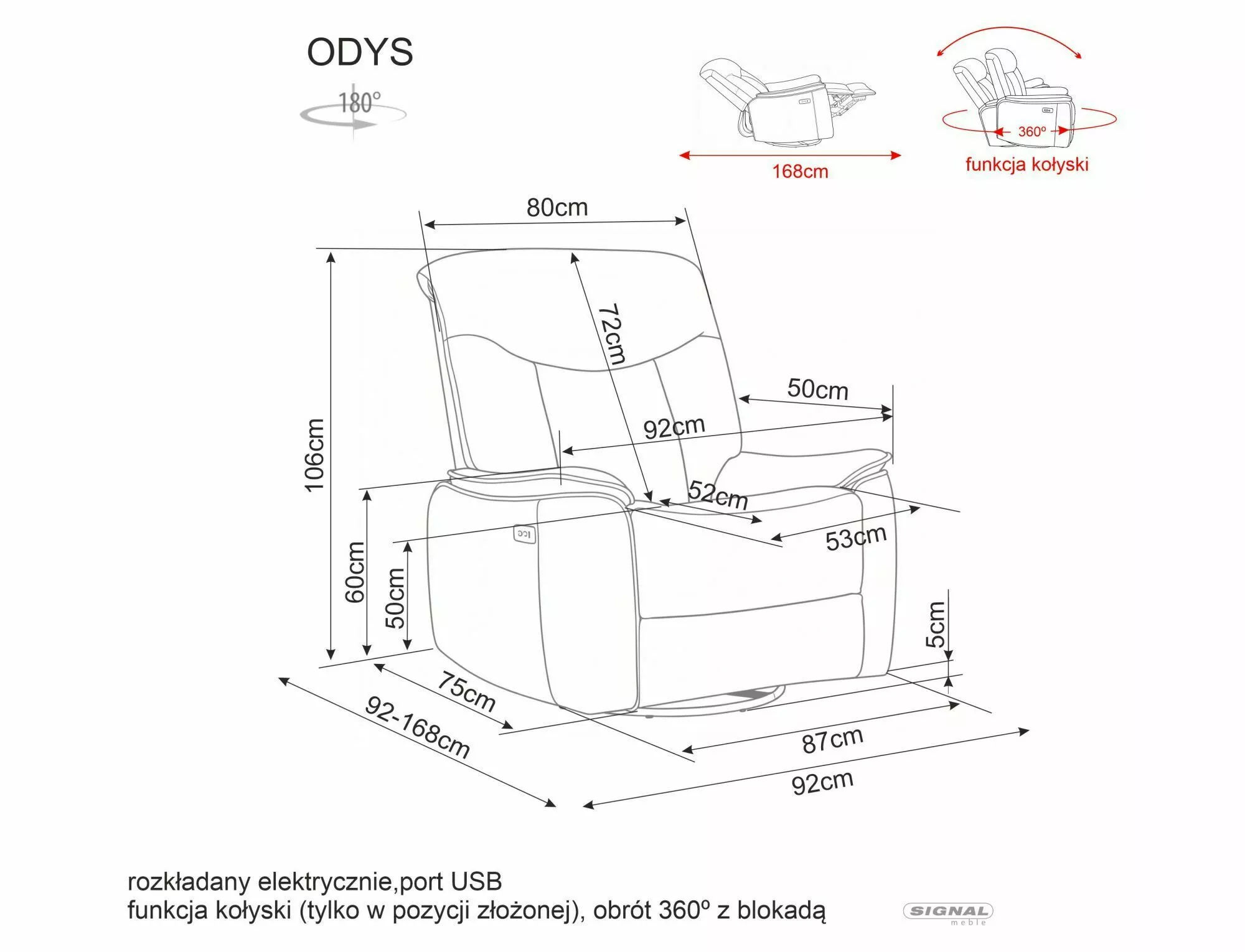 Fotel rozkładany Odys Raven