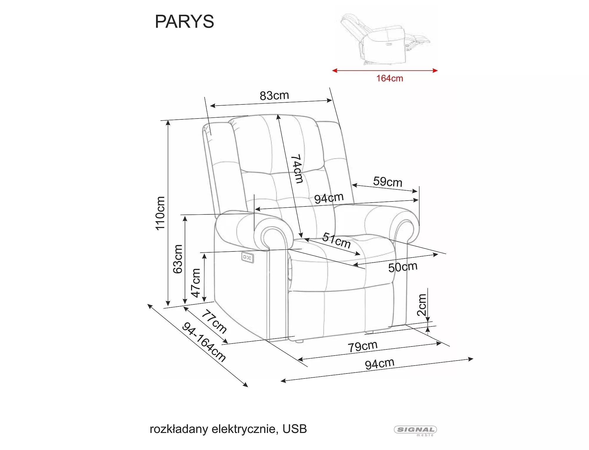 Fotel rozkładany Parys Raven
