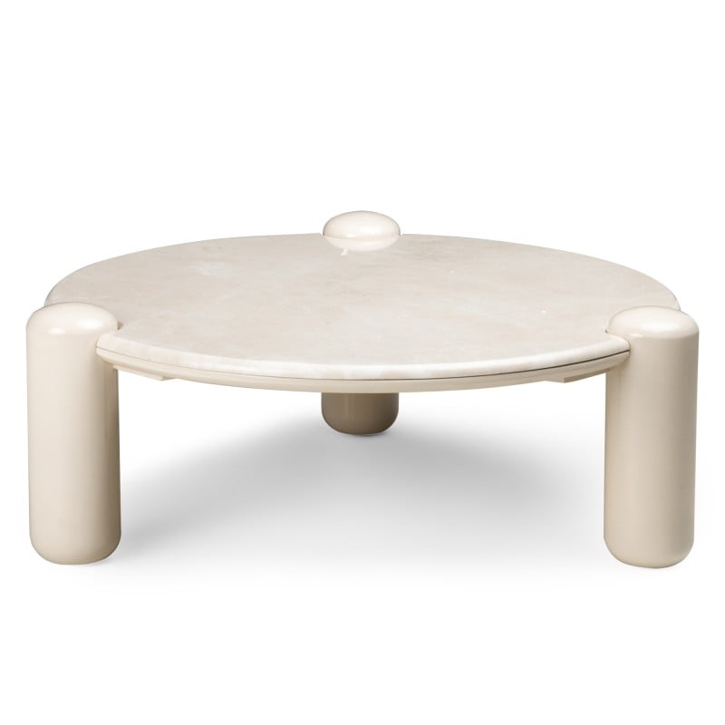 Stolik kawowy Noemi 86 cm, jasnobeżowy/marmur, glossy
