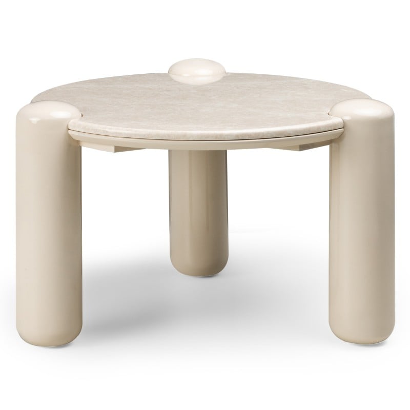 Stolik kawowy Noemi 66 cm, jasnobeżowy/marmur, glossy
