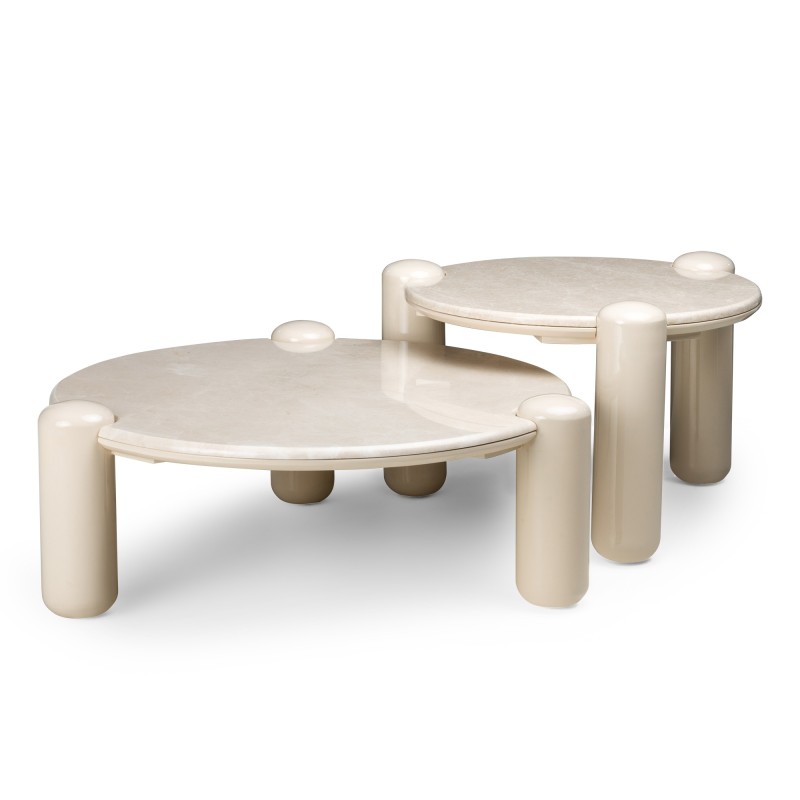 Stolik kawowy Noemi 66 cm, jasnobeżowy/marmur, glossy