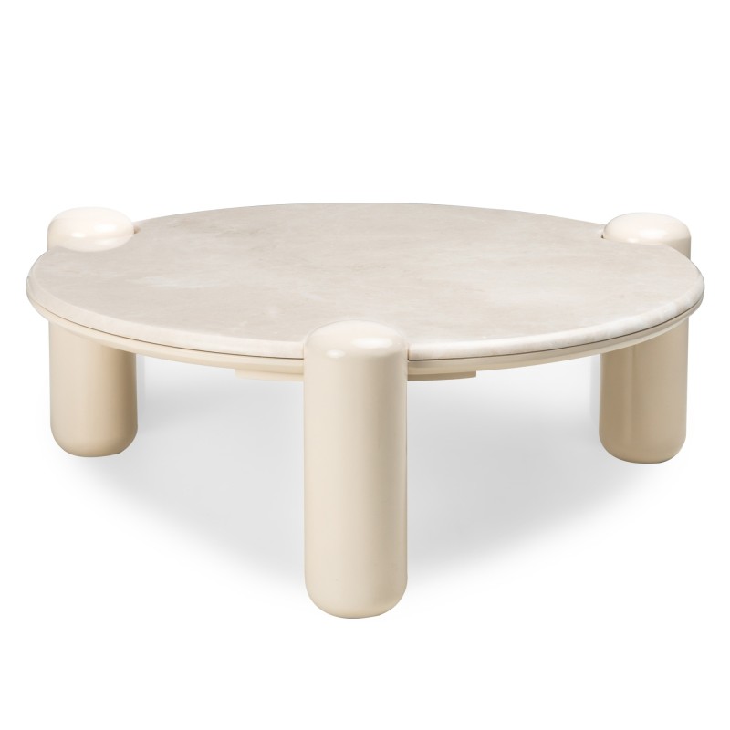 Stolik kawowy Noemi 86 cm, jasnobeżowy/marmur, glossy