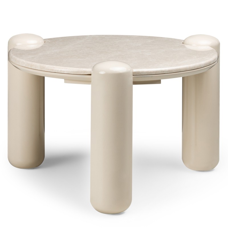 Stolik kawowy Noemi 66 cm, jasnobeżowy/marmur, glossy