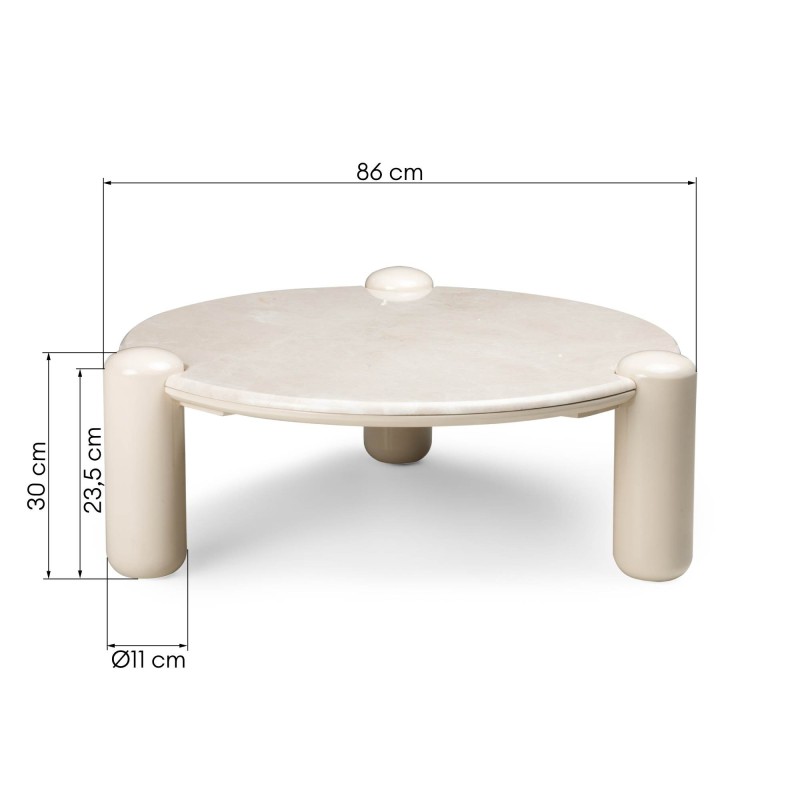 Stolik kawowy Noemi 86 cm, jasnobeżowy/marmur, glossy