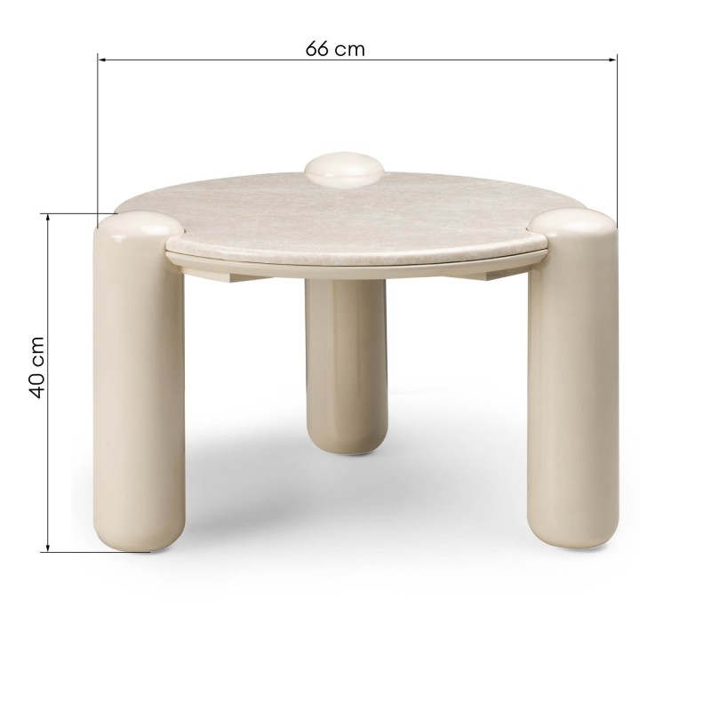 Stolik kawowy Noemi 66 cm, jasnobeżowy/marmur, glossy