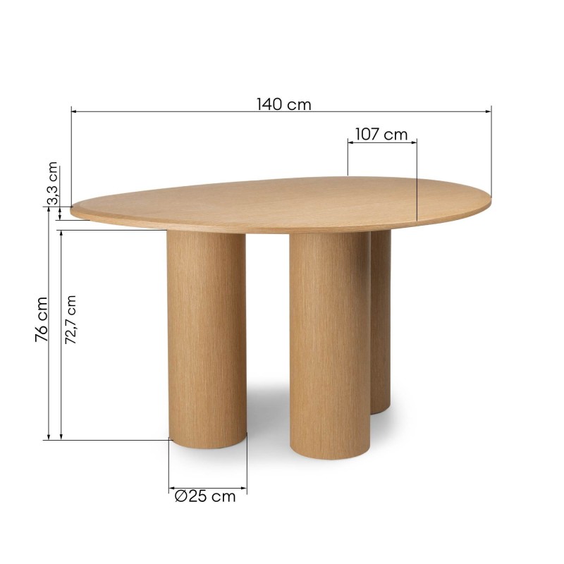 Stół do jadalni Vesper 140 cm, dąb naturalny