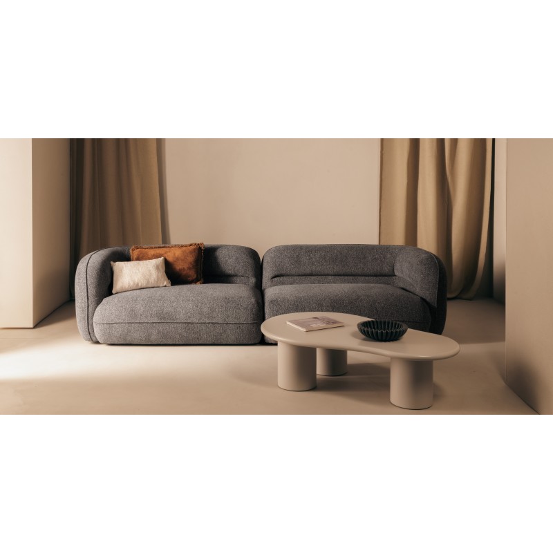 Sofa 4-osobowa do salonu Luvio szara, obłe kształty