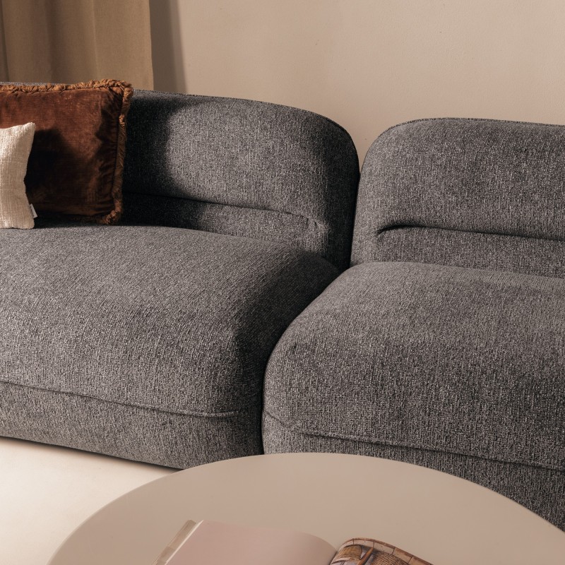 Sofa 4-osobowa do salonu Luvio szara, obłe kształty