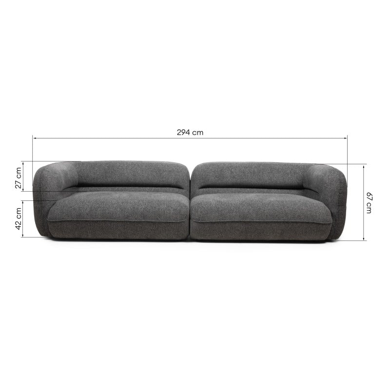 Sofa 4-osobowa do salonu Luvio szara, obłe kształty