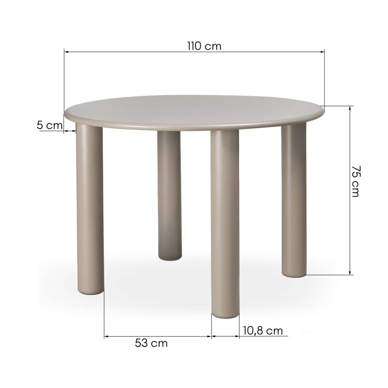 Stół do jadalni Joki 110 cm, okrągły, ciemnobeżowy