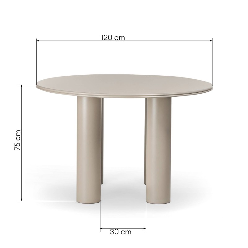 Stół do jadalni Kairo 120 cm, okrągły, ciemnobeżowy