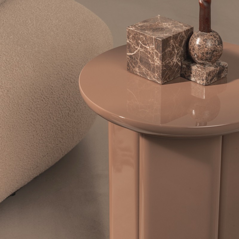 Stolik boczny Brie 40 cm, jasnobrązowy, mocha, glossy