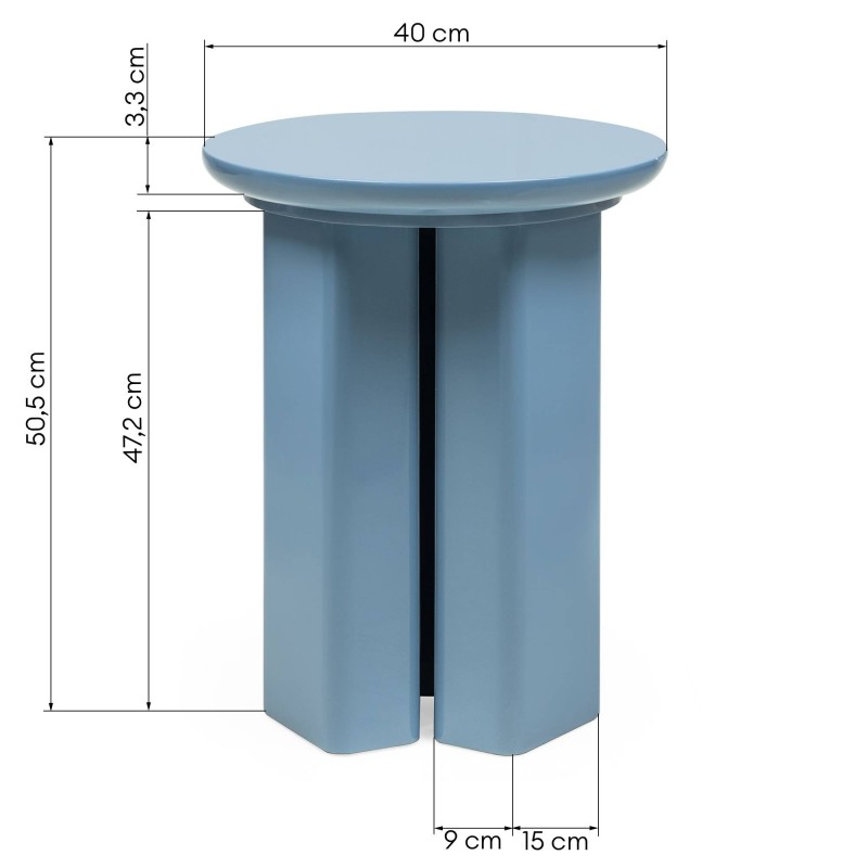 Stolik boczny Brie 40 cm, zgaszony błękit, glossy