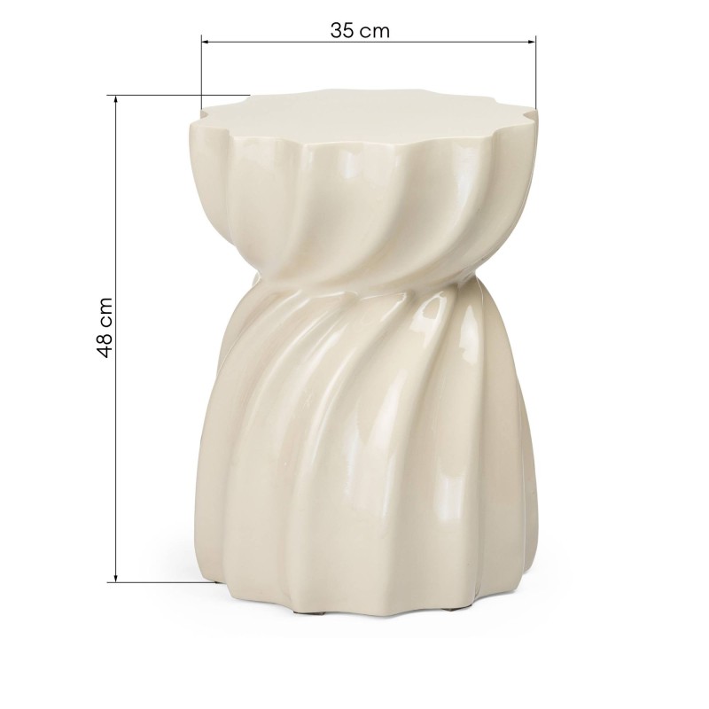 Stolik boczny Bloom 35 cm, beżowy, glossy