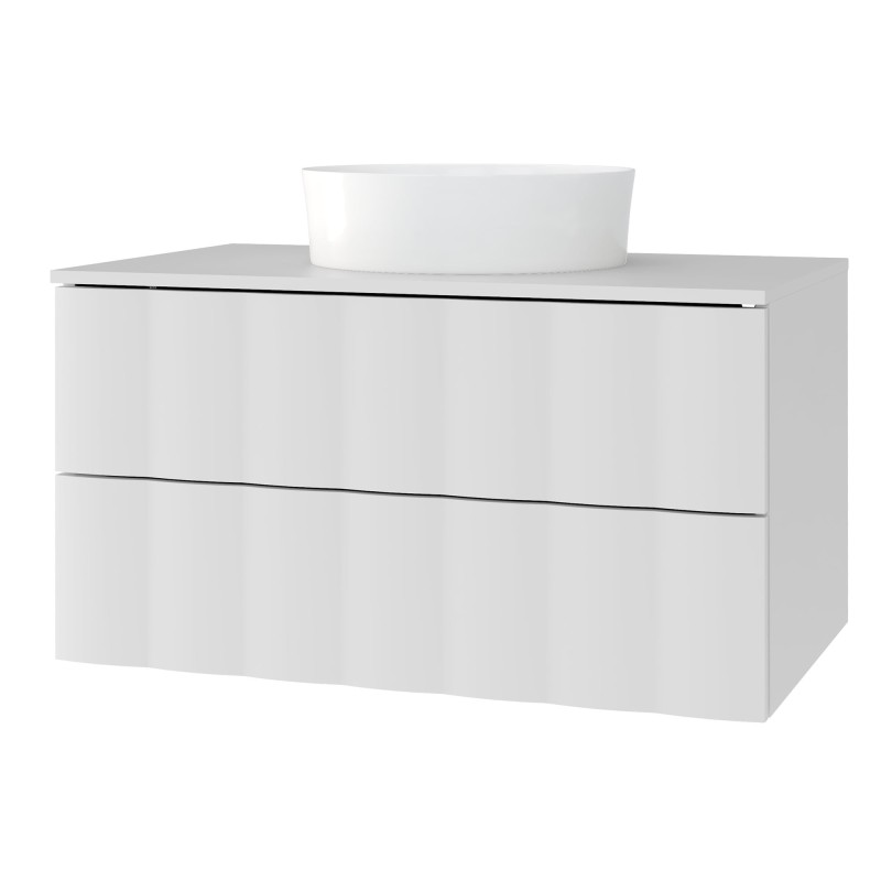 Szafka pod umywalkę nablatową Grita 80 cm, biała, falowany front