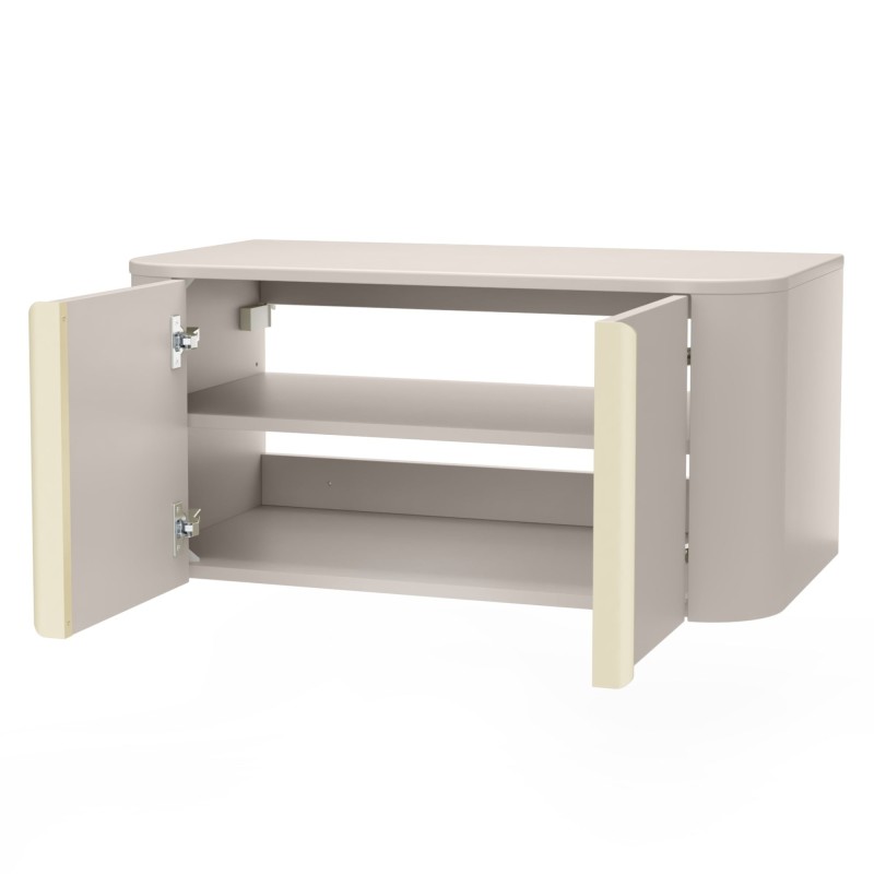 Szafka pod umywalkę nablatową Bassa 80 cm, kaszmirowa, złote uchwyty, zaokrąglona