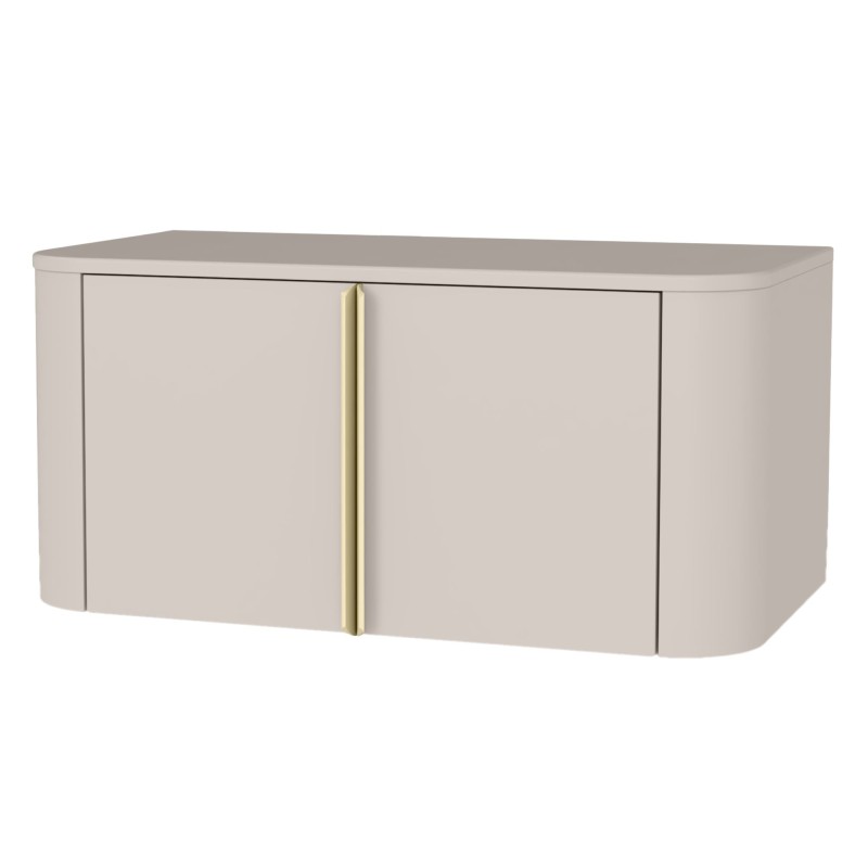 Szafka pod umywalkę nablatową Bassa 80 cm, kaszmirowa, złote uchwyty, zaokrąglona