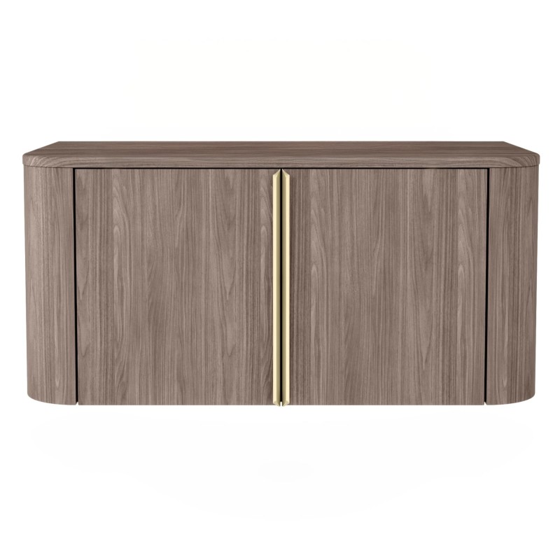 Szafka pod umywalkę nablatową Bassa 80 cm, orzech lincoln, złote uchwyty, zaokrąglona