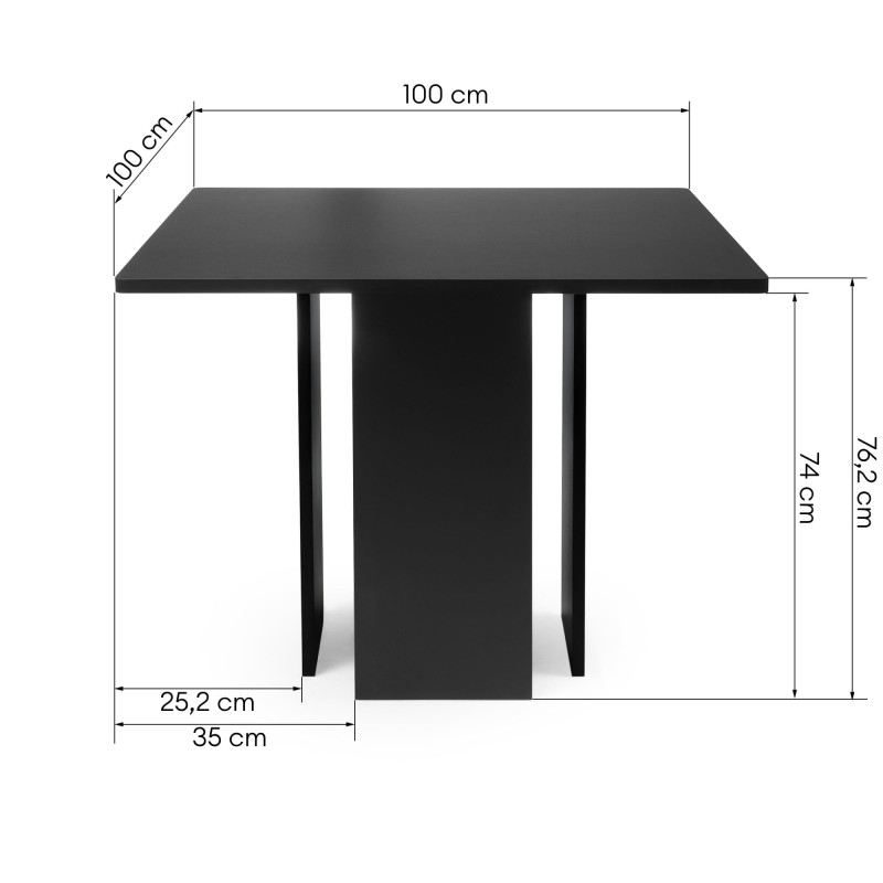 Stół do jadalni Gasper 100 cm, kwadratowy, czarny
