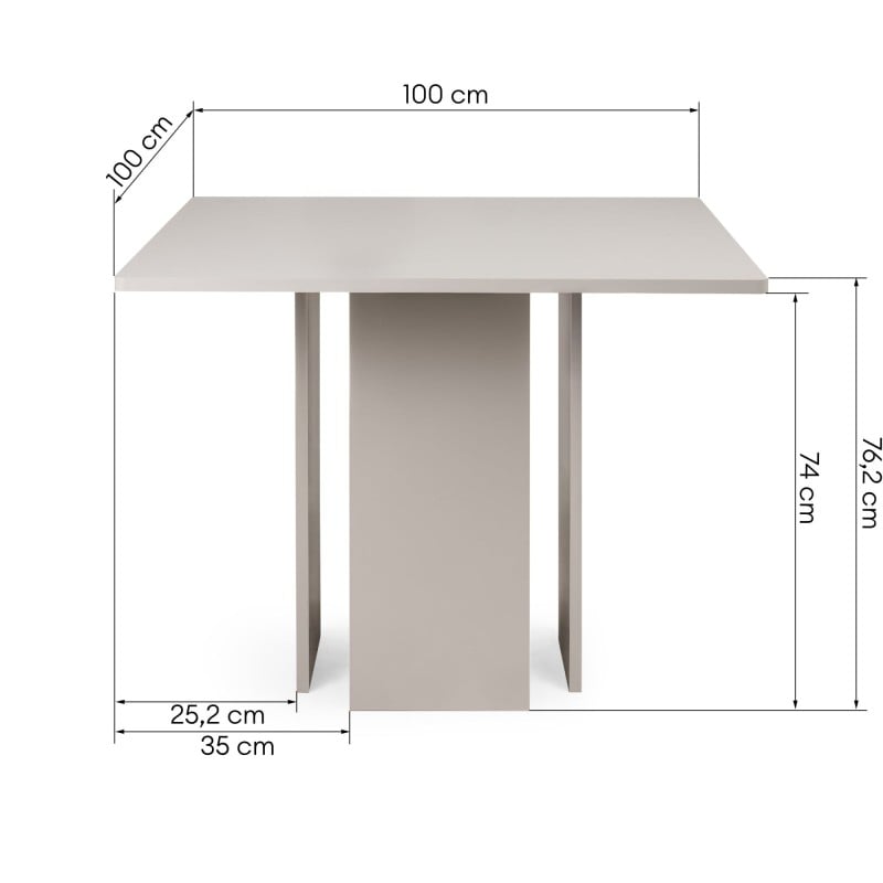 Stół do jadalni Gasper 100 cm, kwadratowy, kaszmirowy