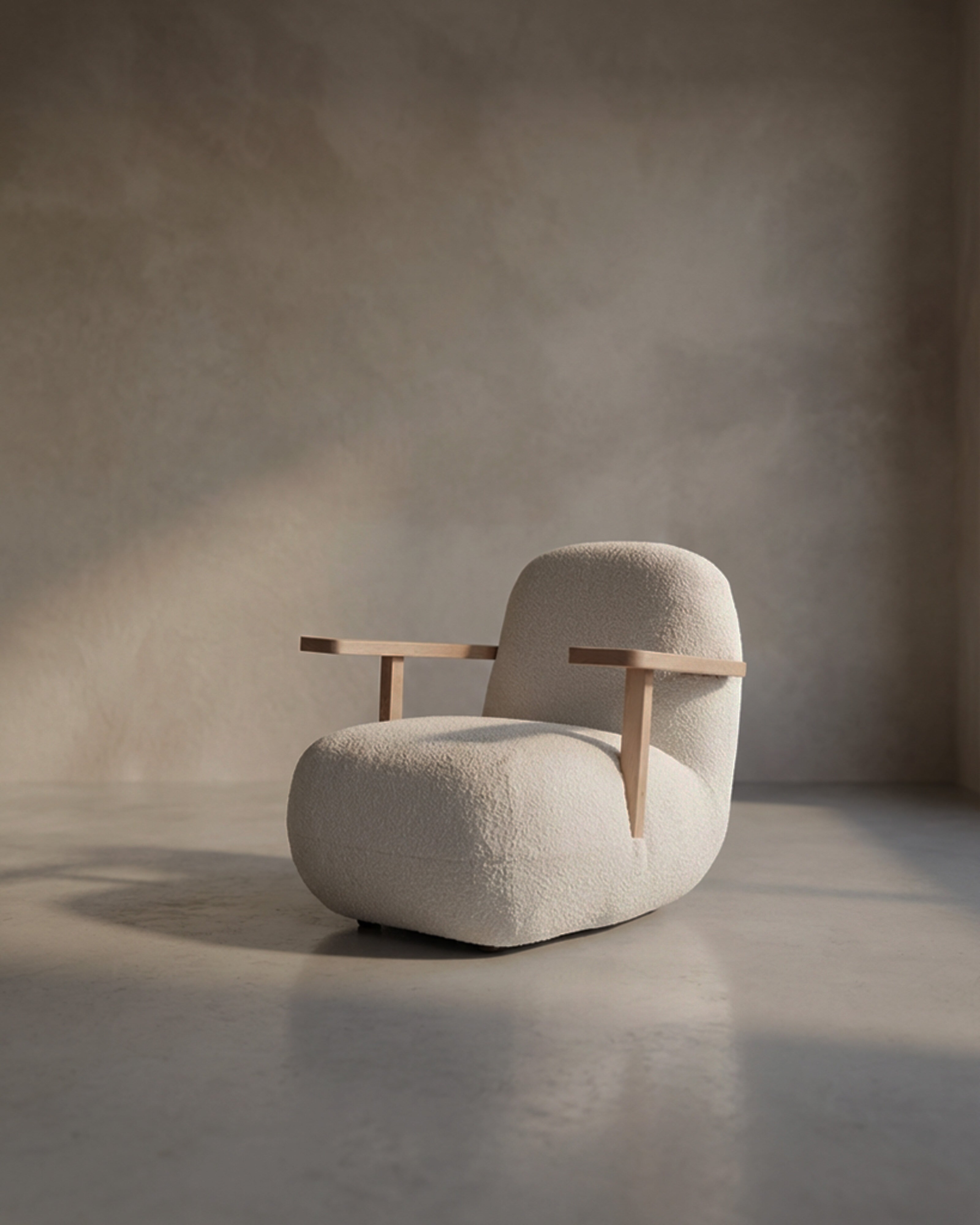 Toe Chair Armrest - Natural Oak / Off White