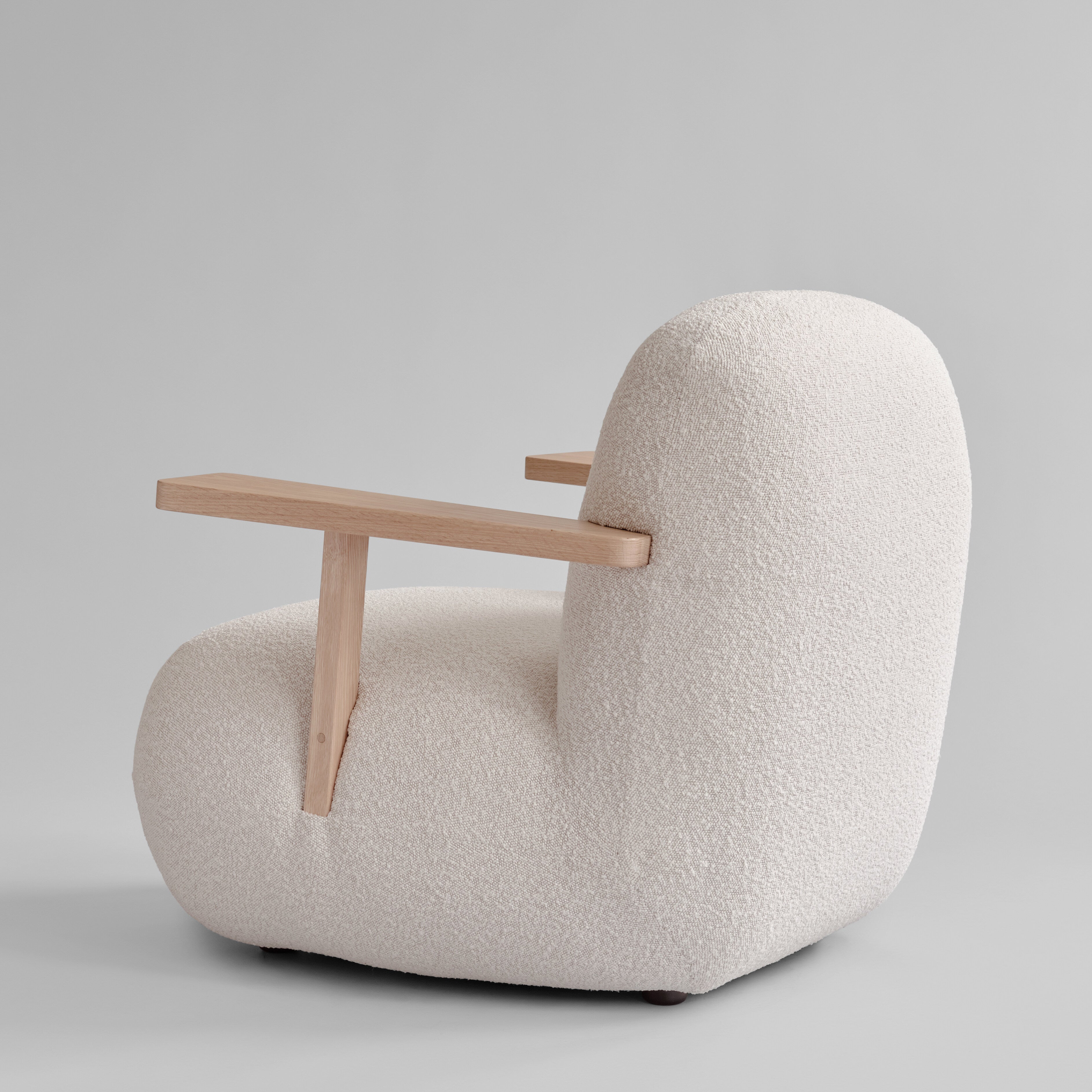 Toe Chair Armrest - Natural Oak / Off White