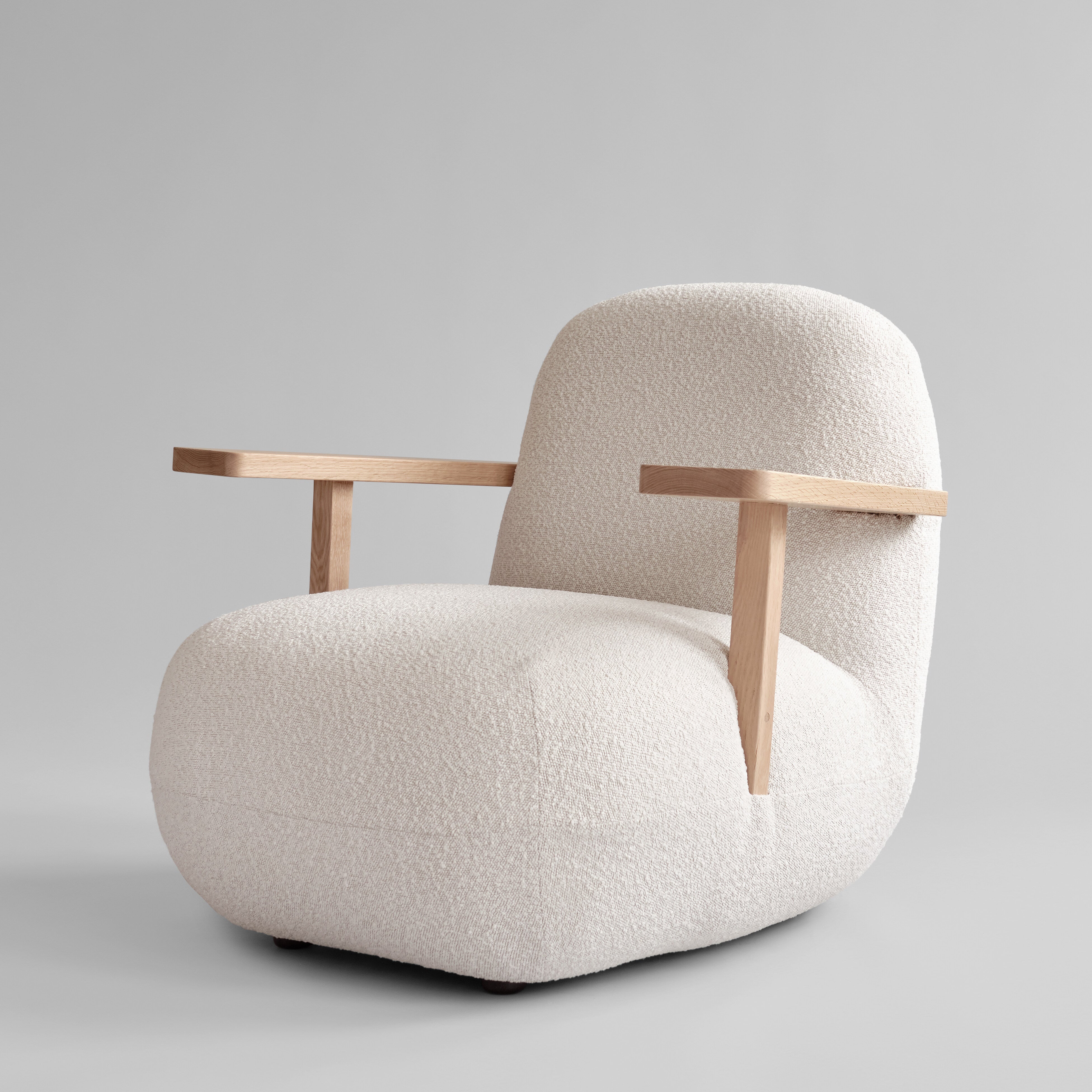 Toe Chair Armrest - Natural Oak / Off White