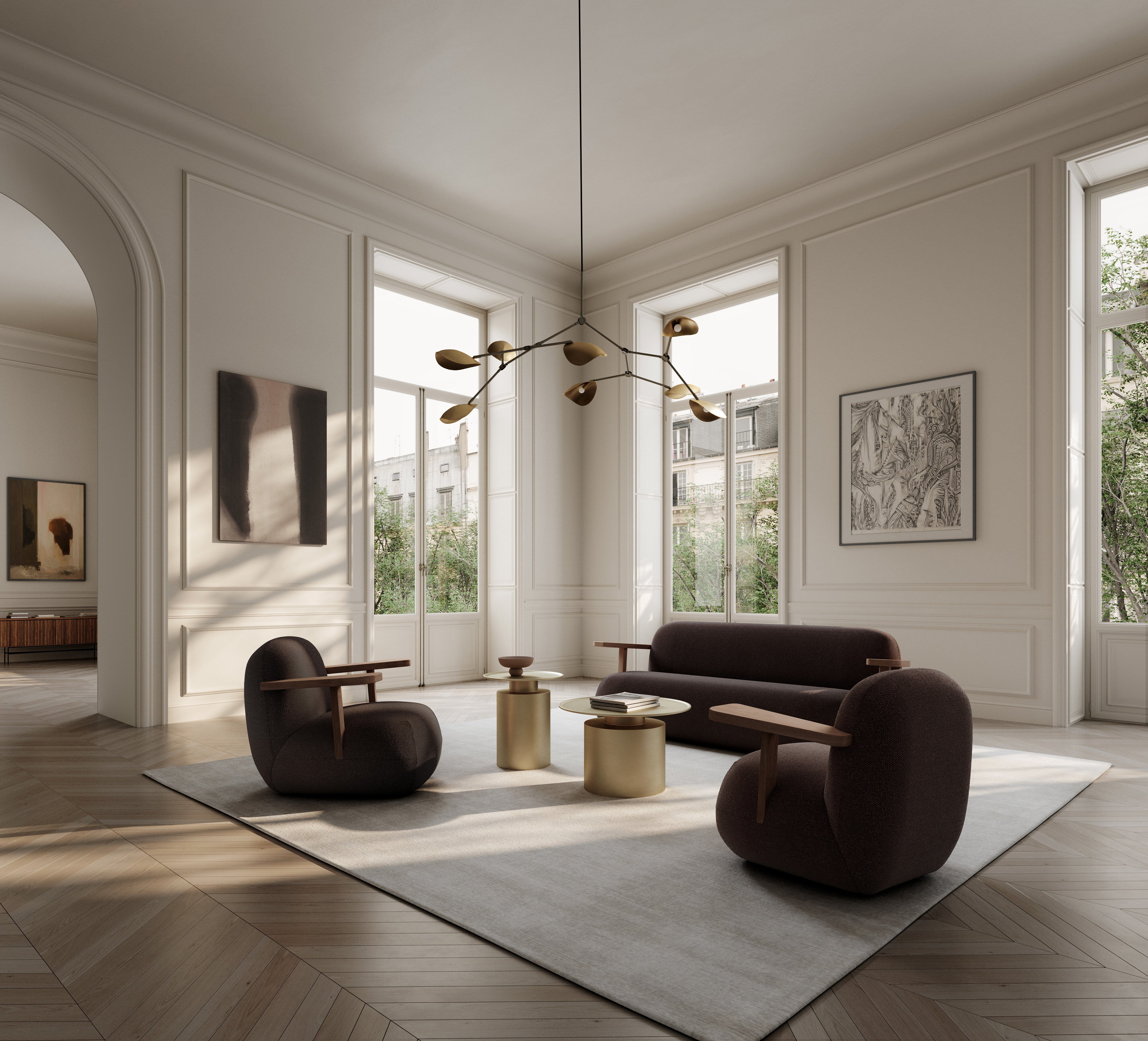 Toe Sofa - Classic Brown Oak / Dark Brown