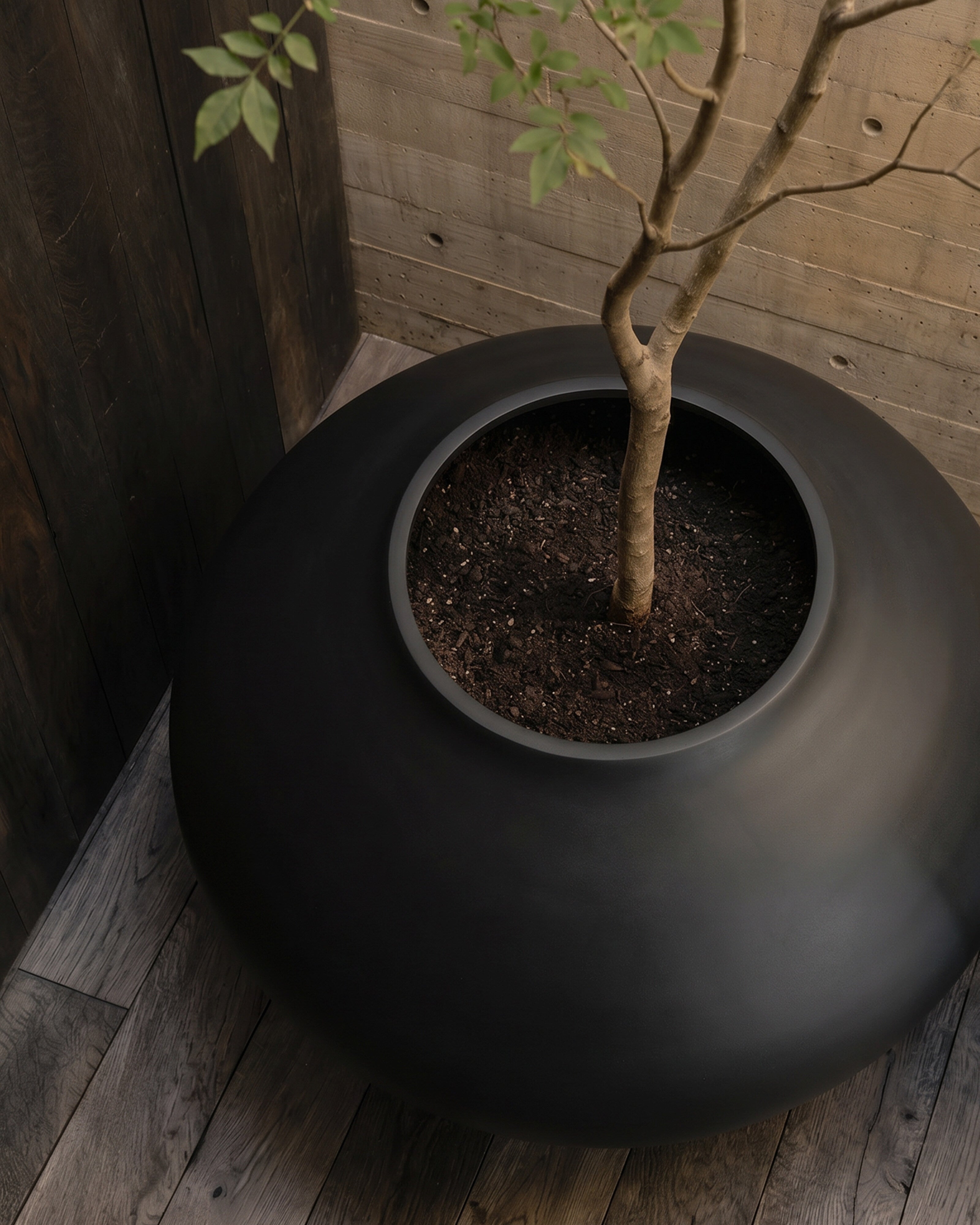 Sunao Plant Pot Ellipse, Giant - Black