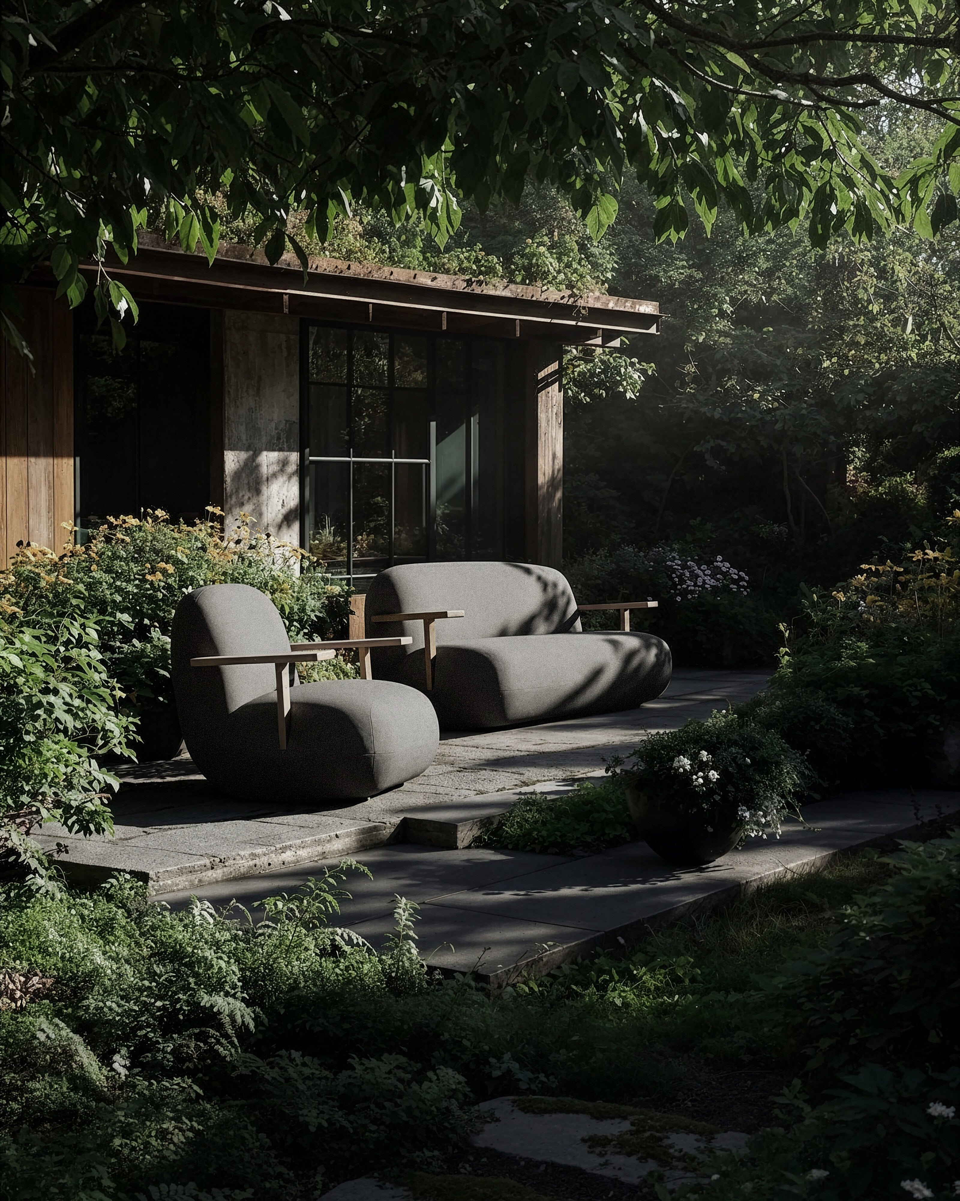 Toe Sofa - Teak / Stone Gray