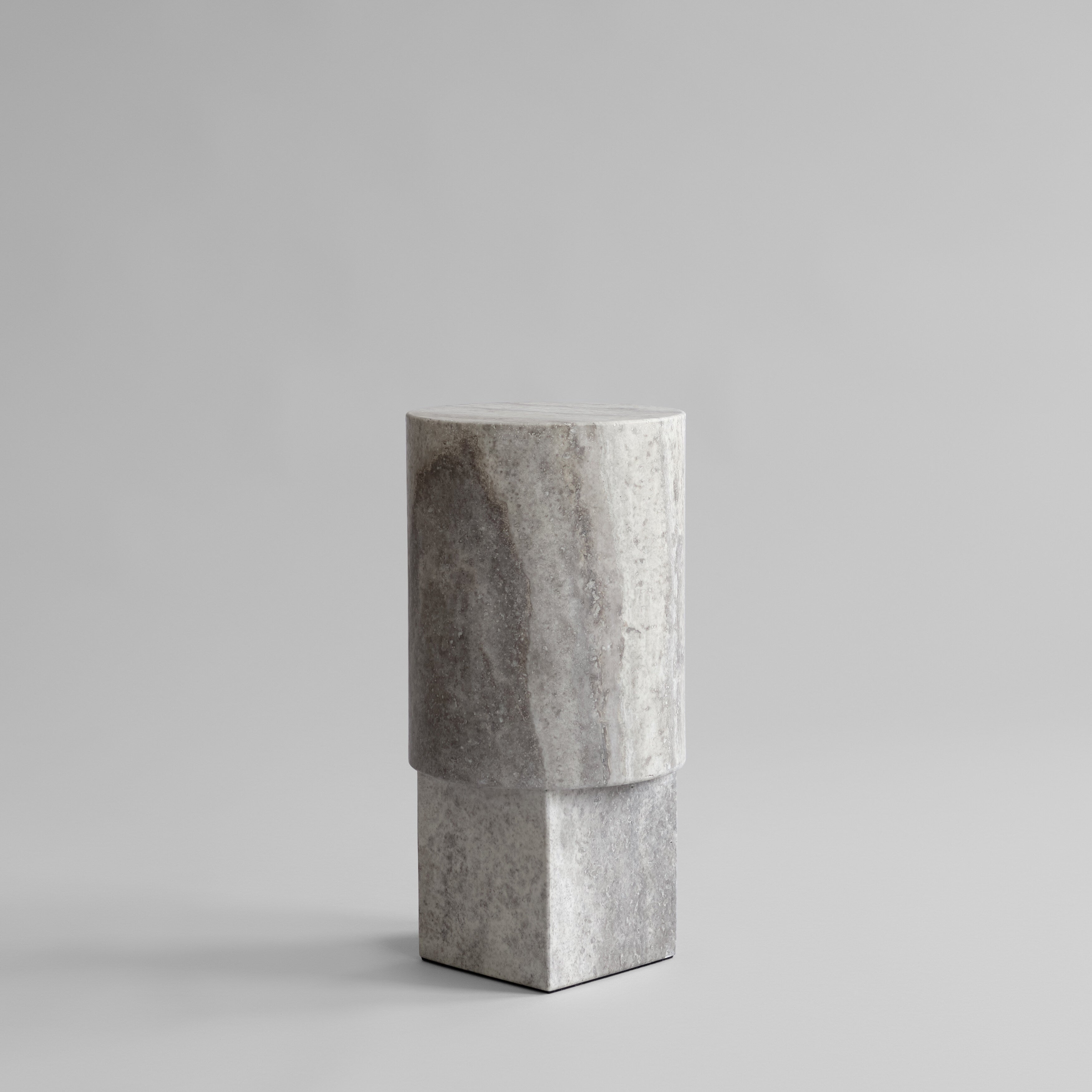 Column Table - Silver Travertine