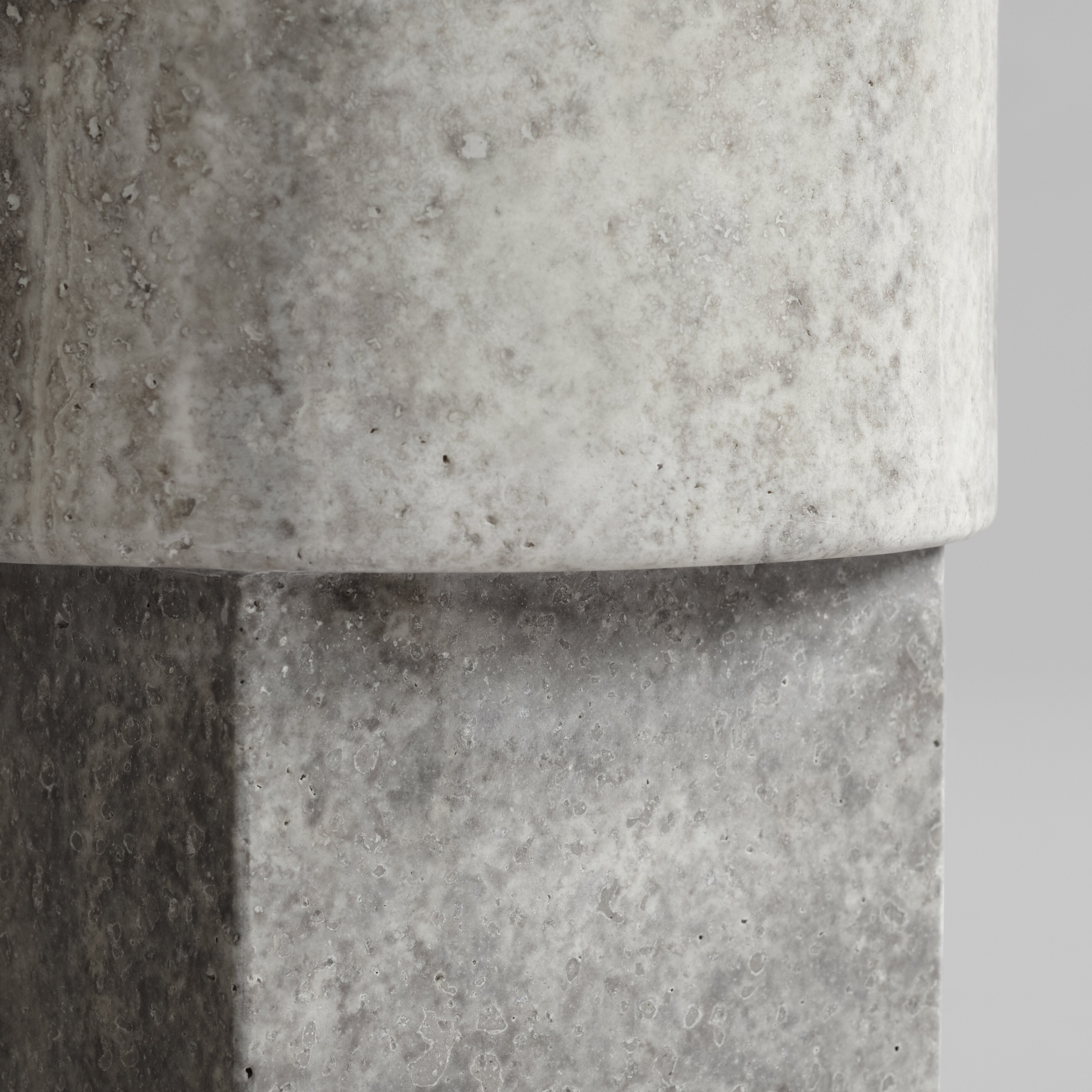 Column Table - Silver Travertine