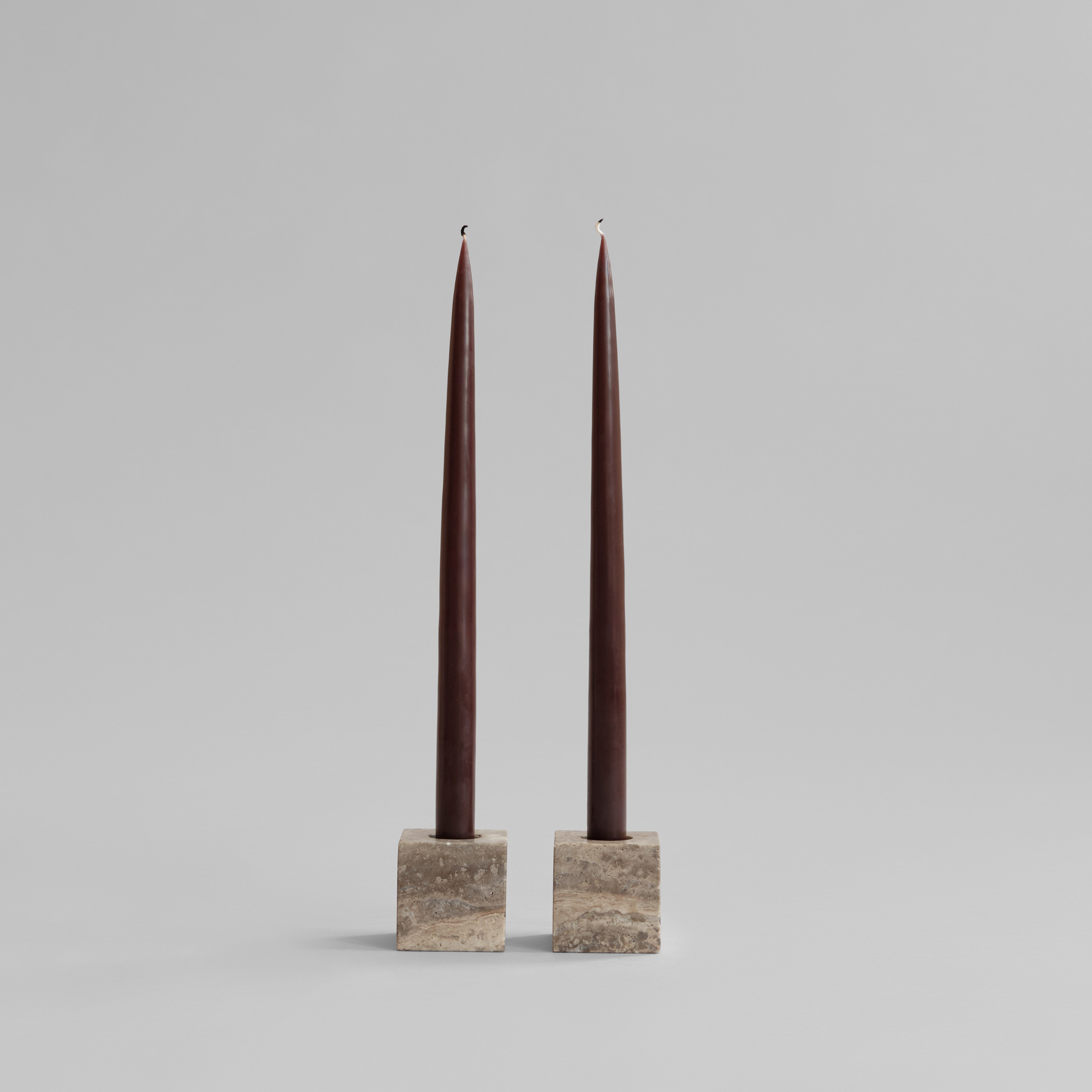 Cube Candle Holders -  Silver Travertine
