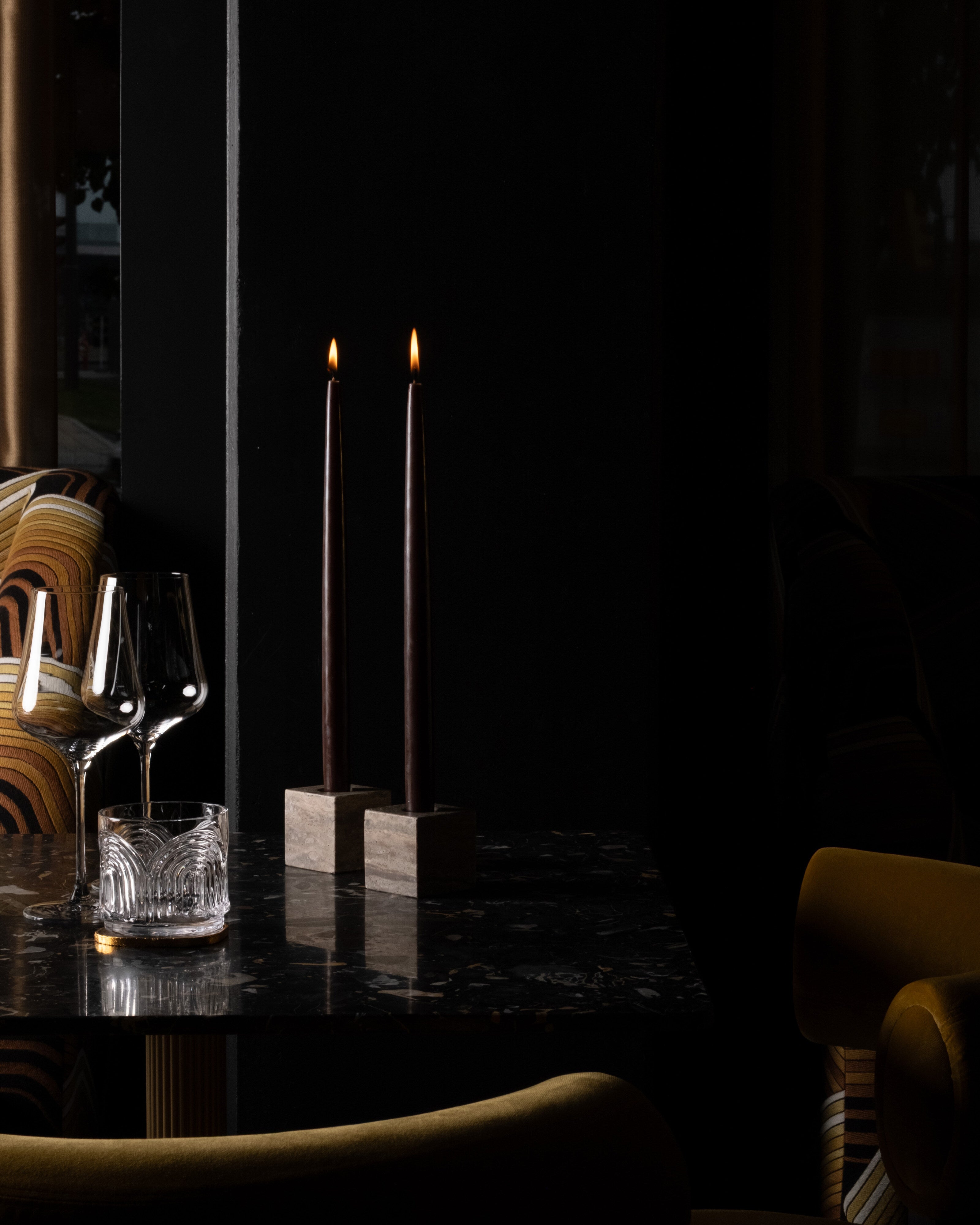 Cube Candle Holders -  Silver Travertine