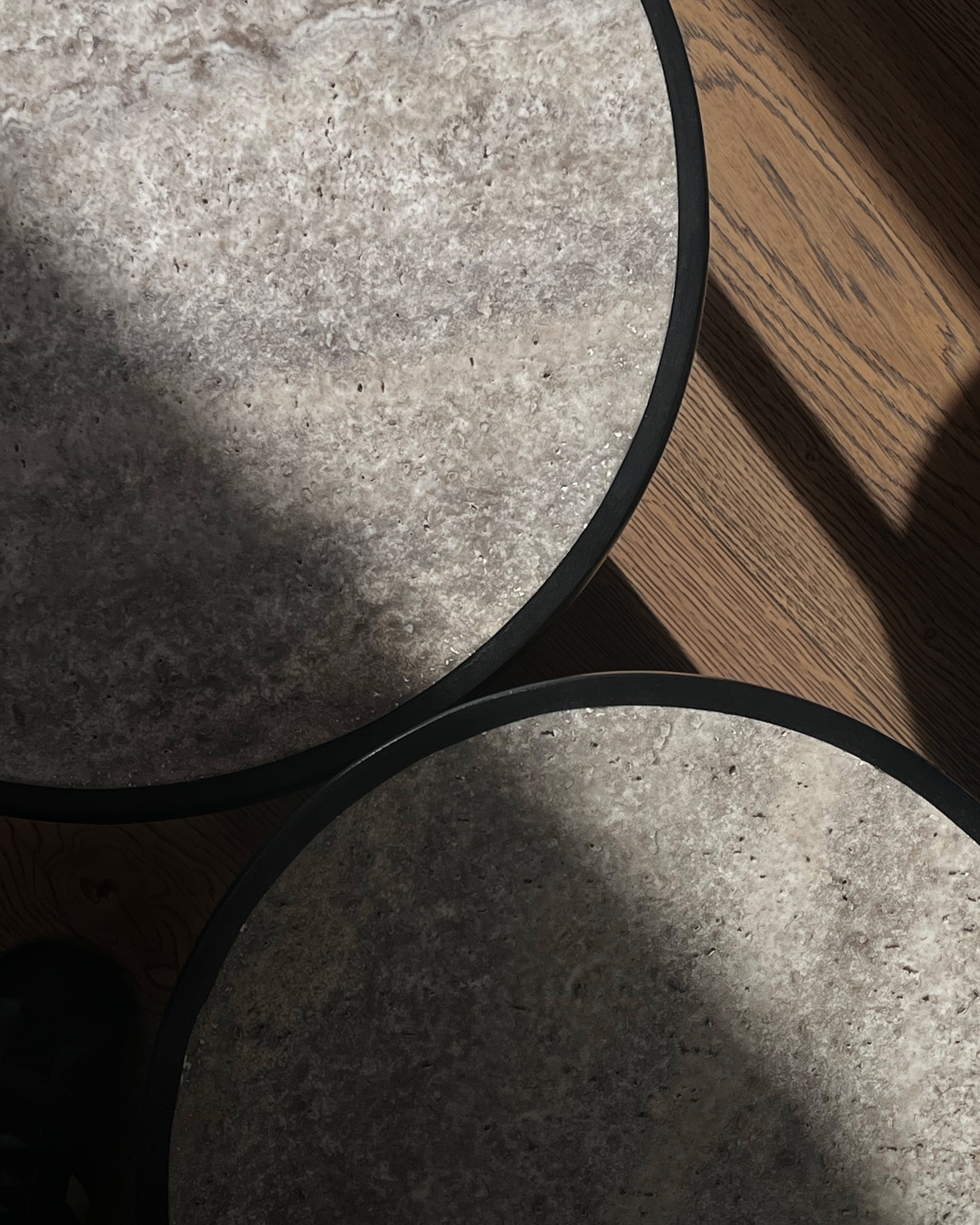 Trumpet Table, Low - Silver Travertine