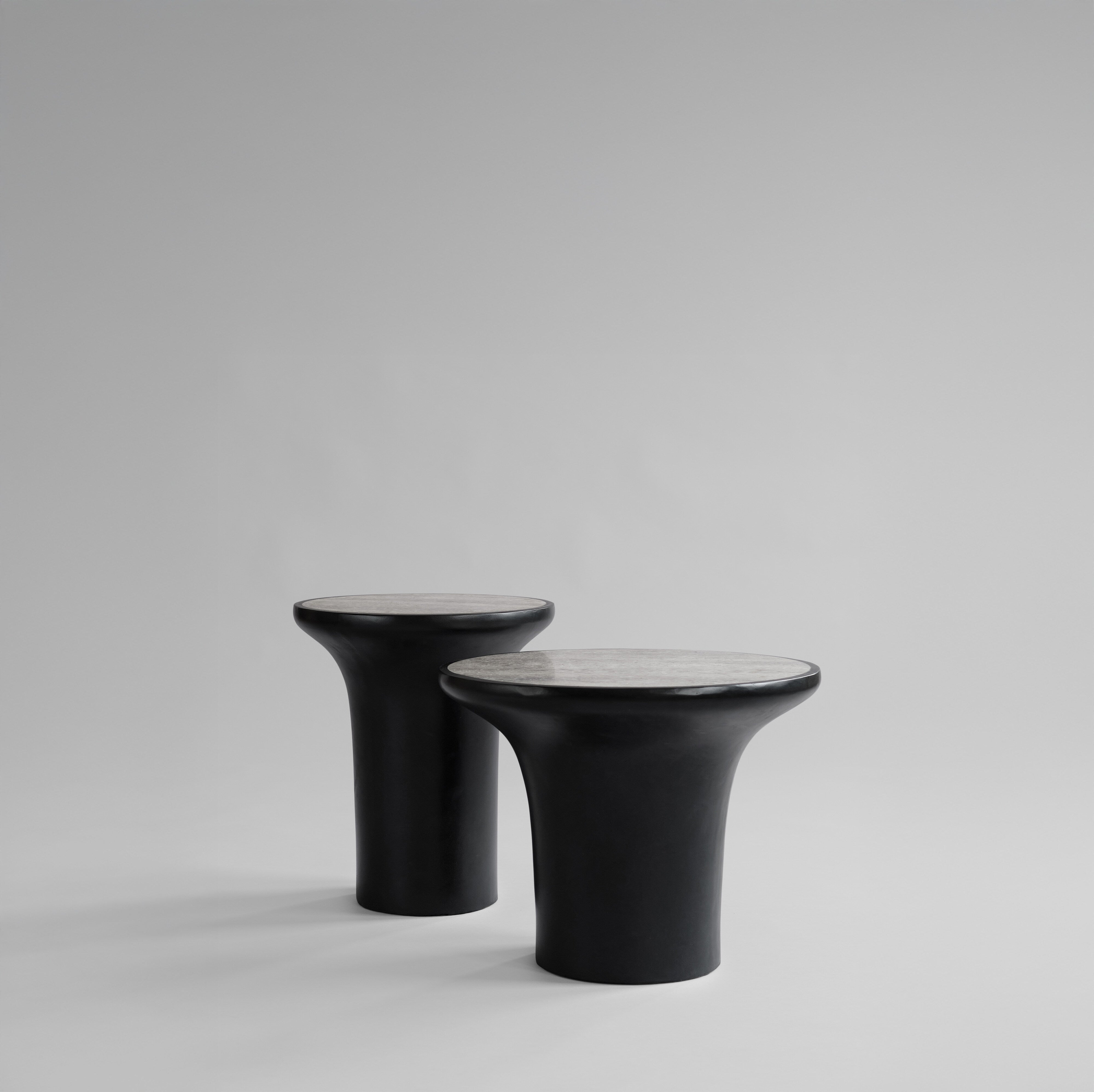 Trumpet Table, Low - Silver Travertine