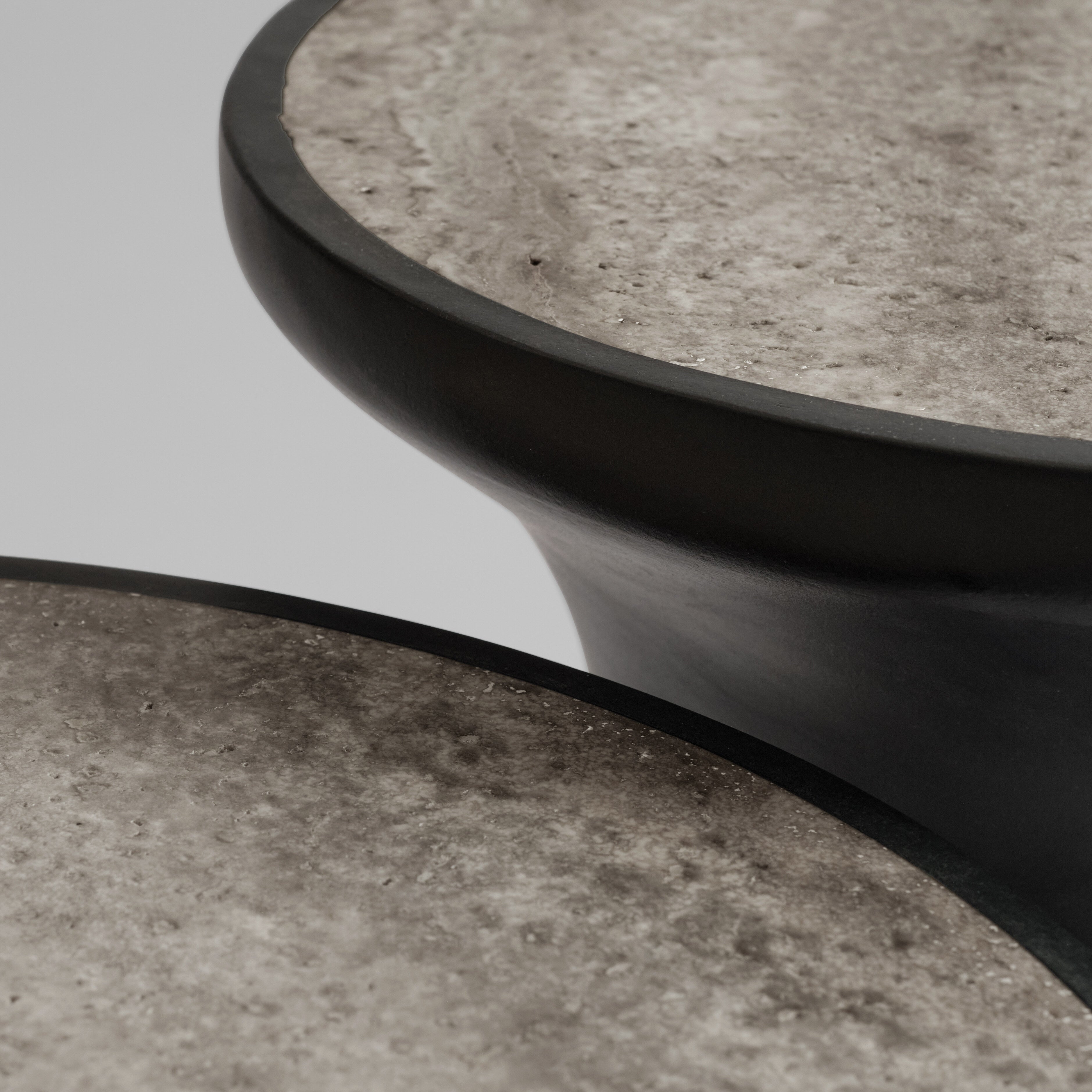 Trumpet Table, Low - Silver Travertine