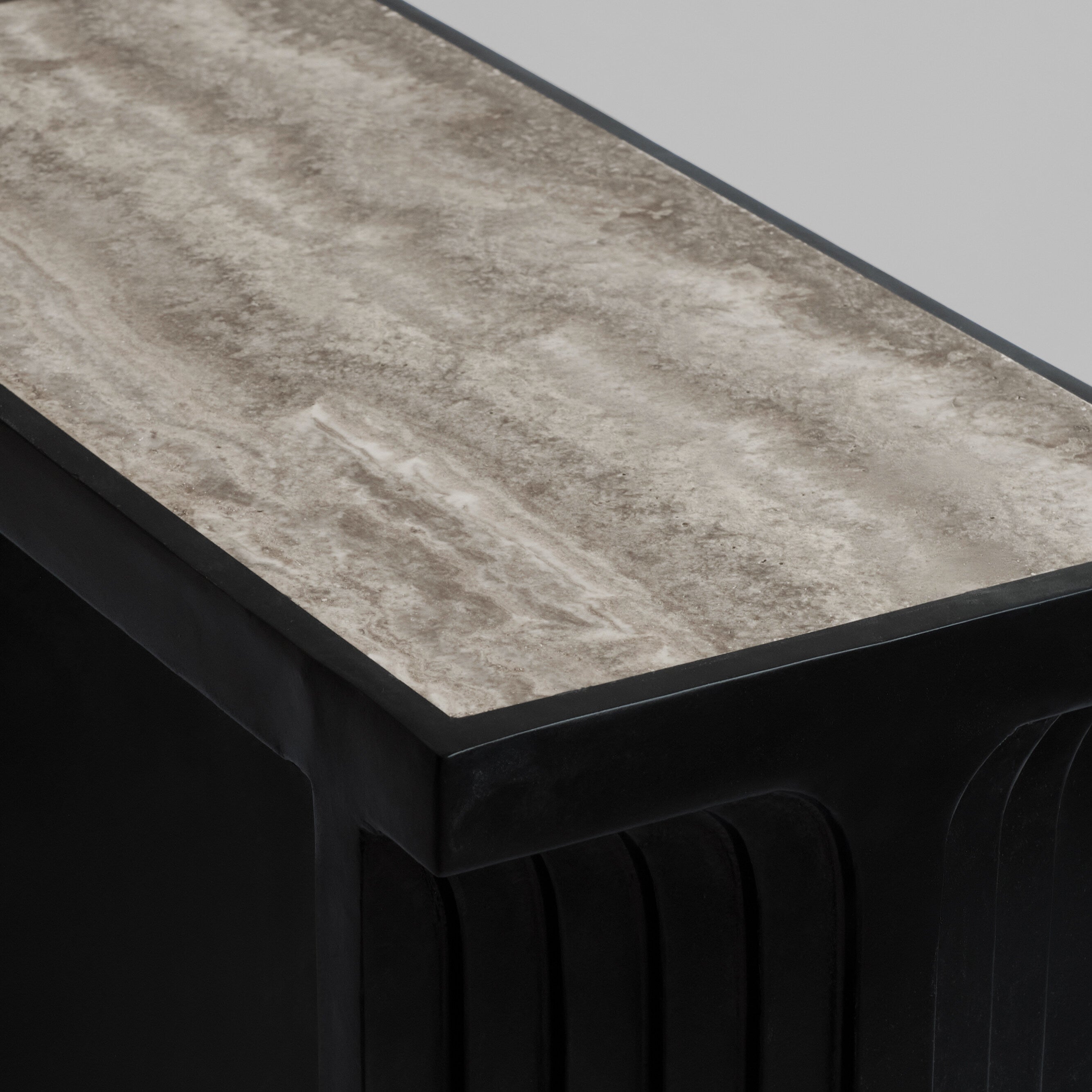 Arc Console - Silver Travertine