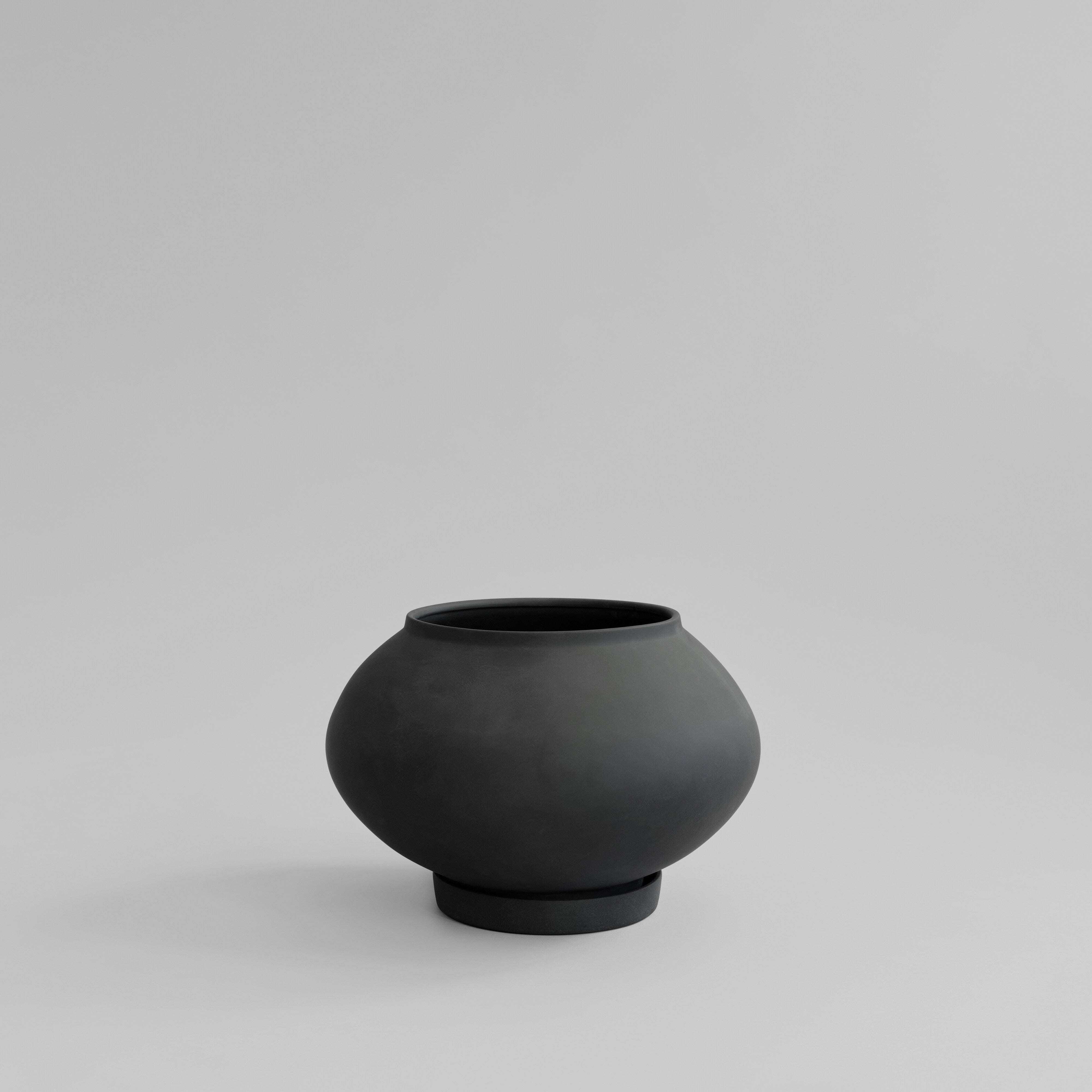 Sunao Plant Pot Fat, Medio - Black