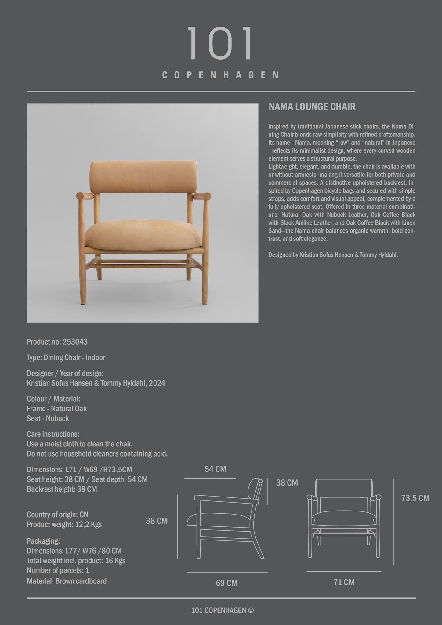 Nama Lounge Chair - Natural Oak - Nubuck