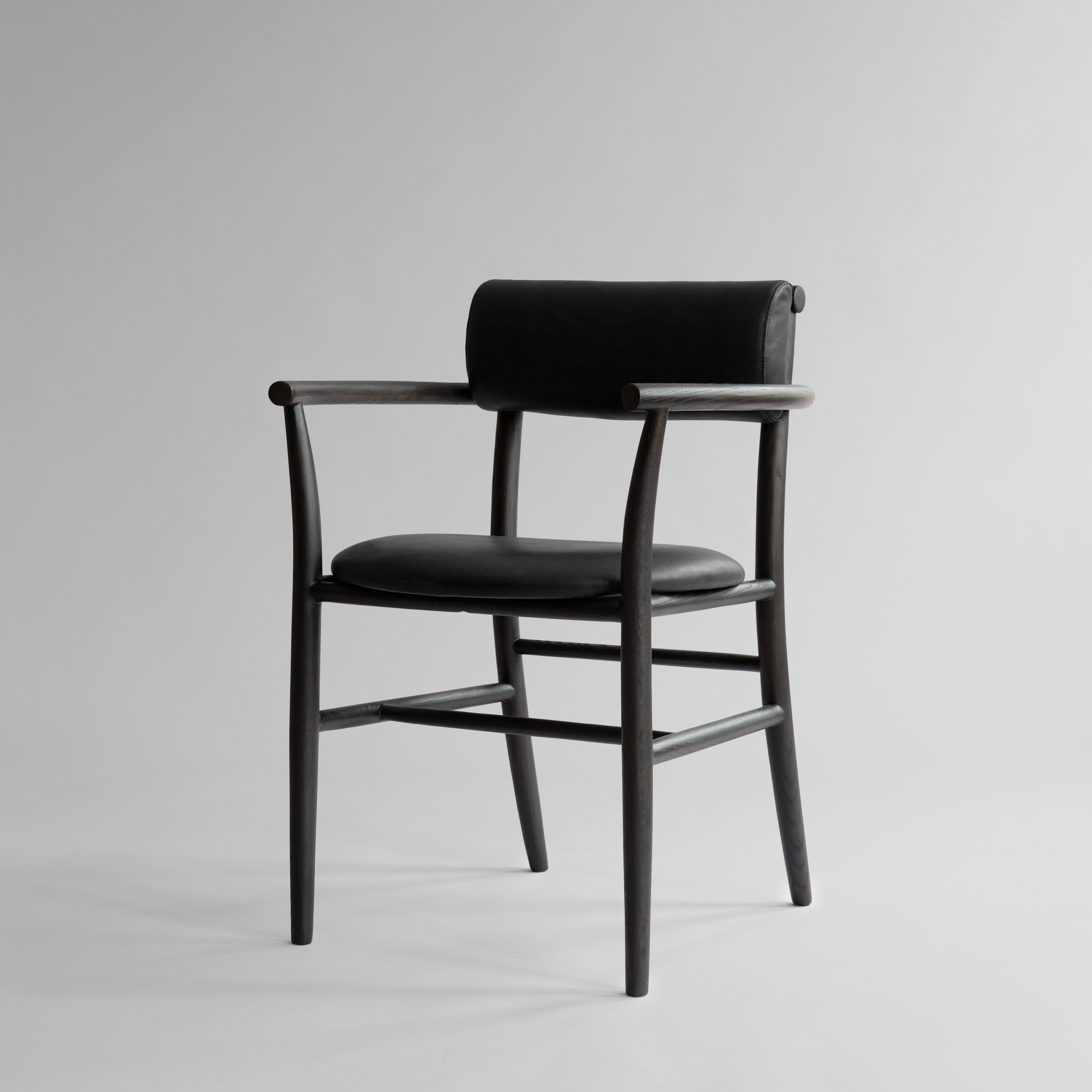 Nama Dining Chair, Armrest Coffee Black  - Aniline Leather